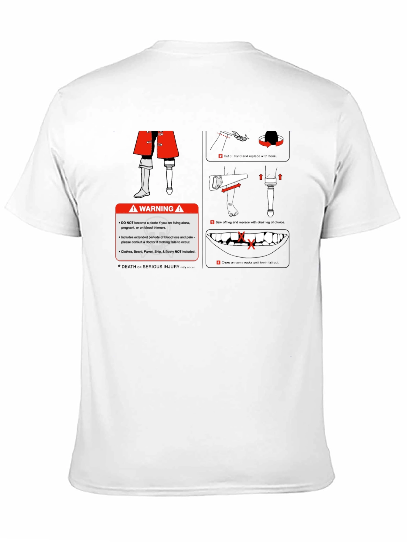 Black Pirate Warning Funny Graphic T-Shirt view 11