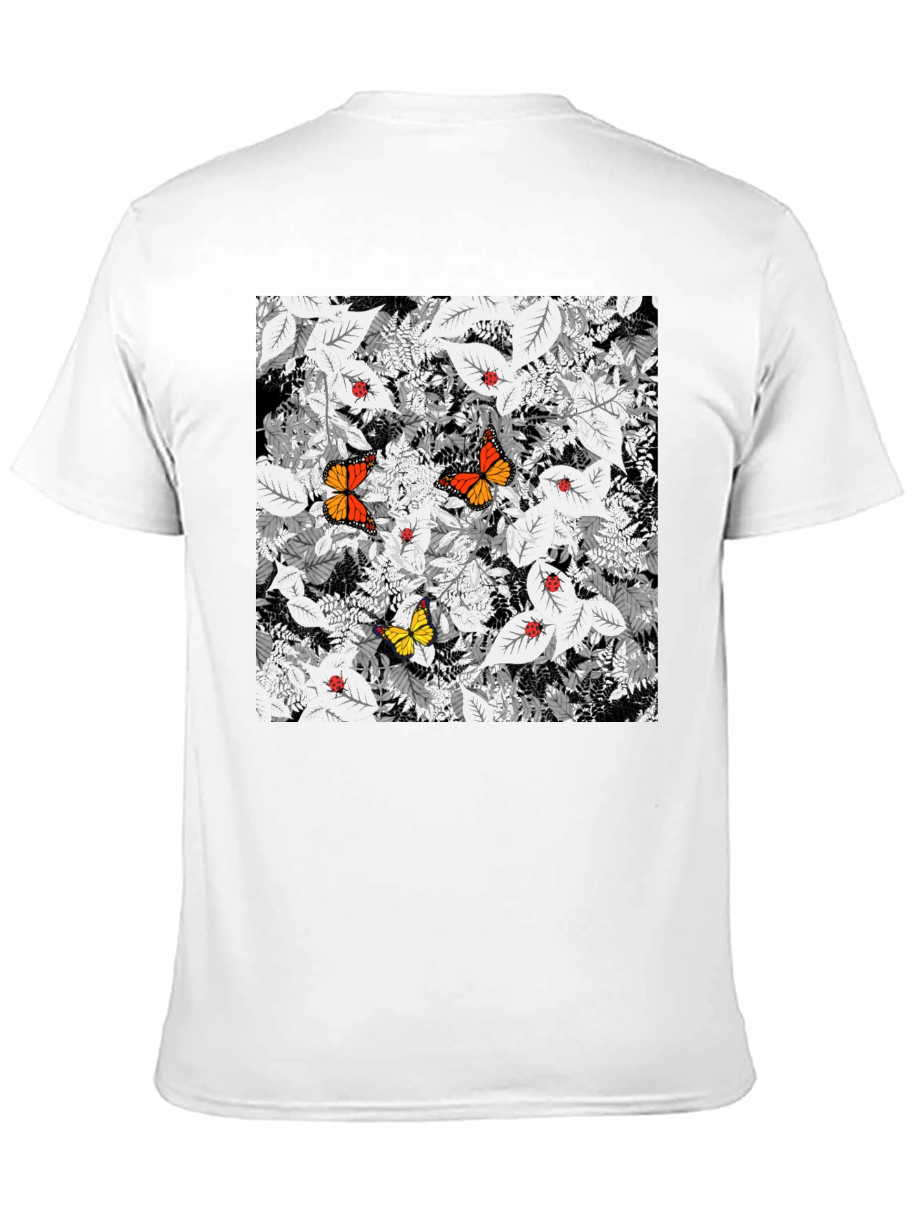 Black Butterfly & Ladybug Graphic Print Black T-Shirt view 11