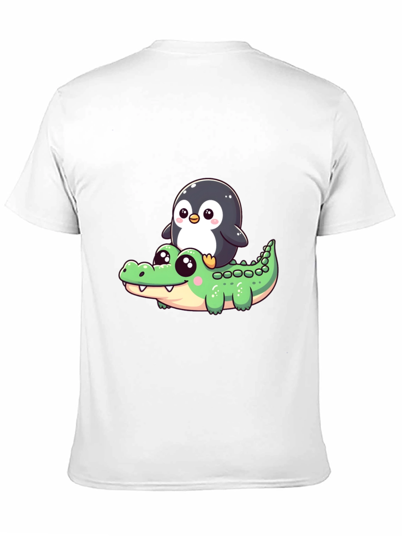 Black Cute Penguin Riding Alligator Graphic Tee - Black view 11