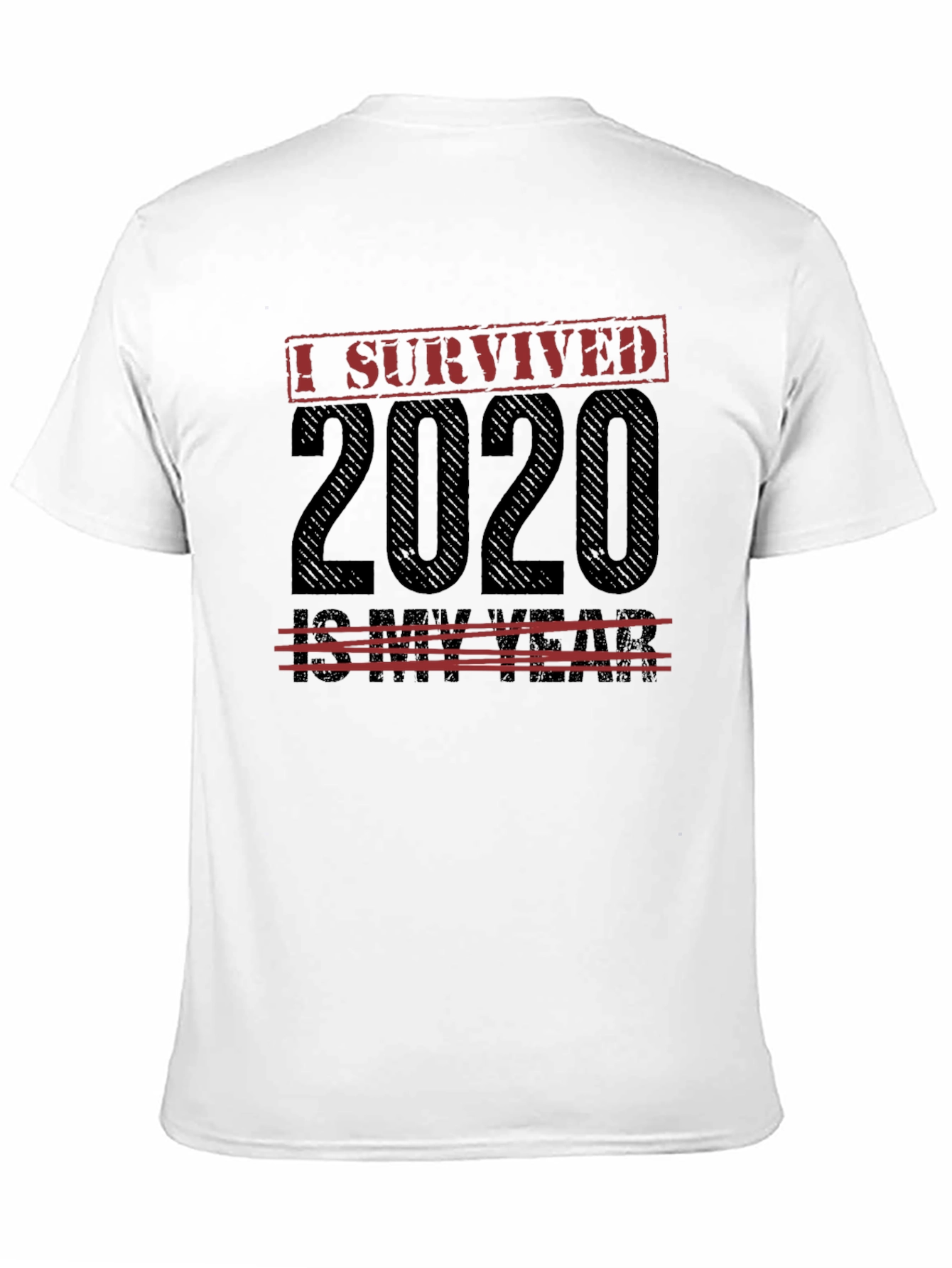 Black I Survived 2020 Men's Black T-Shirt view 11