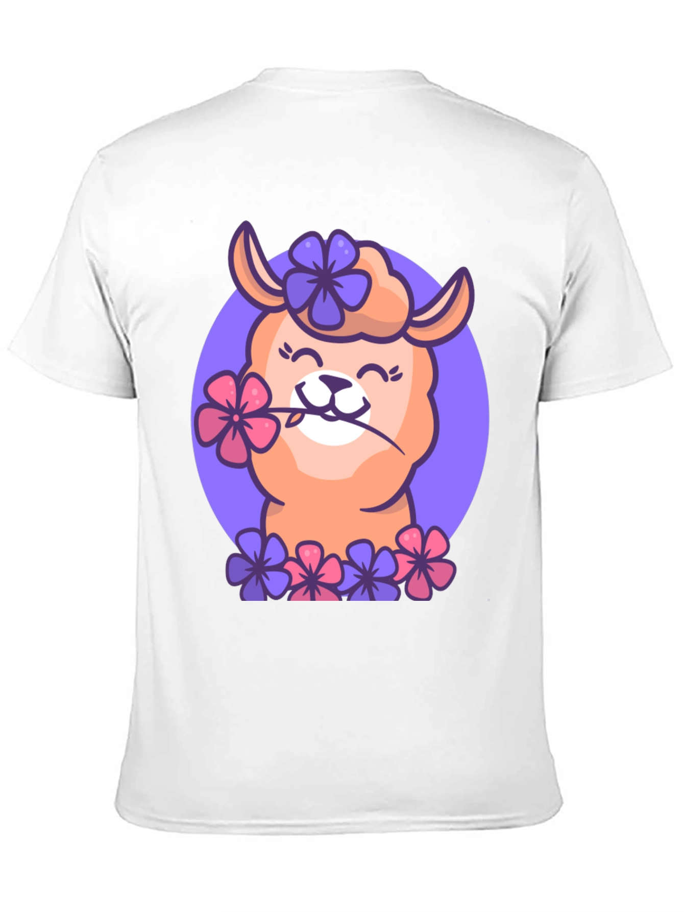 Black Llama Flower Power T-Shirt - Cute Cartoon Design view 11