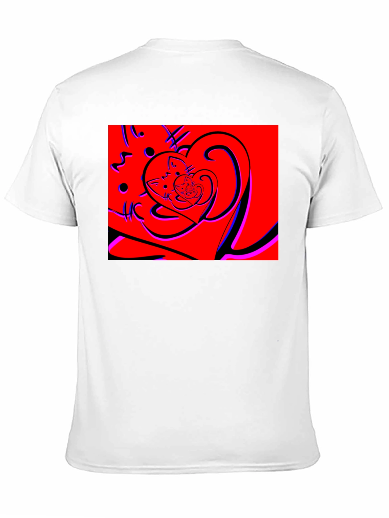 Black Red Cat Heart Graphic Tee - Black Cotton Blend view 11