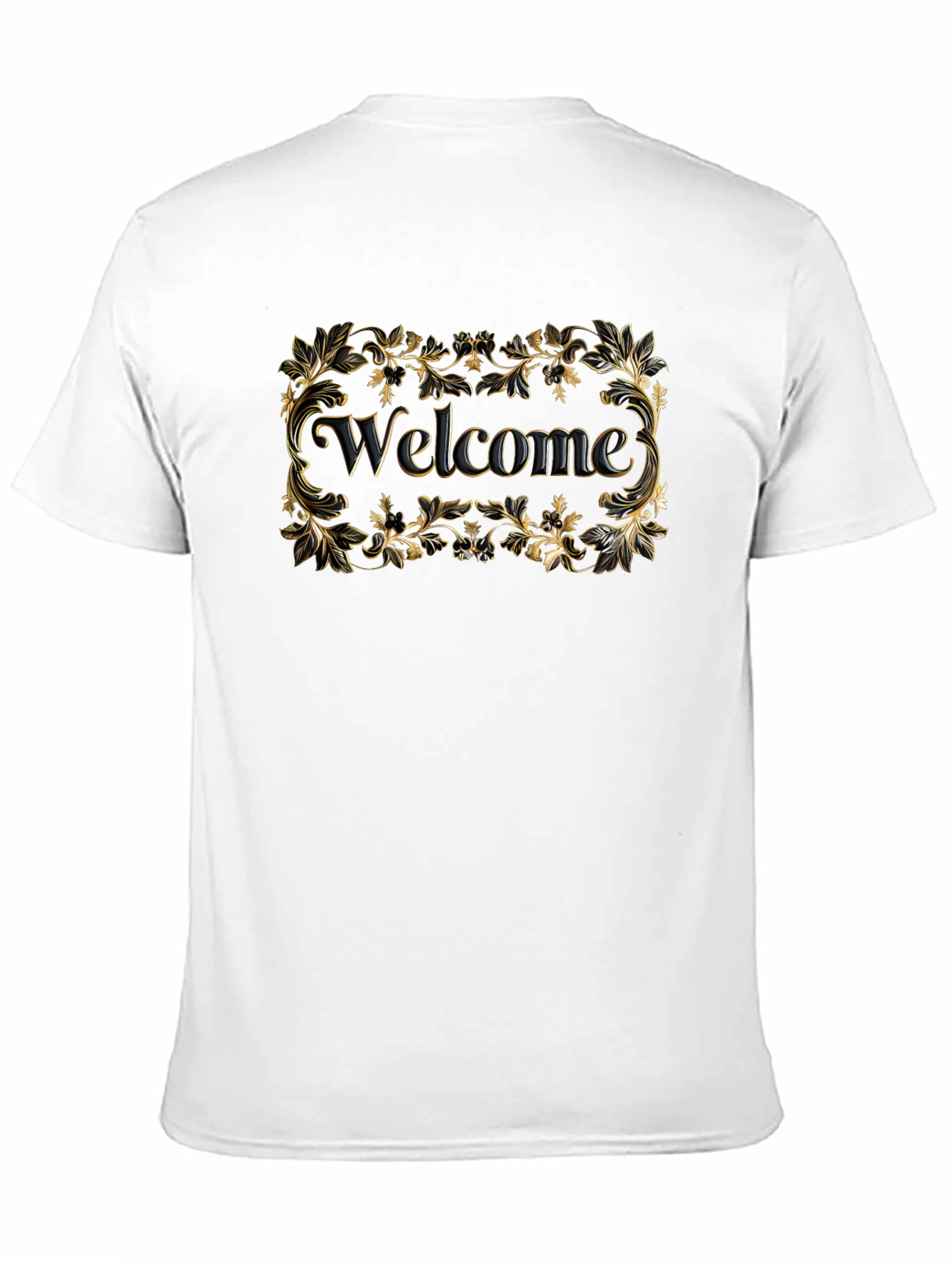 Black Welcome Black T-Shirt Gold Floral view 11