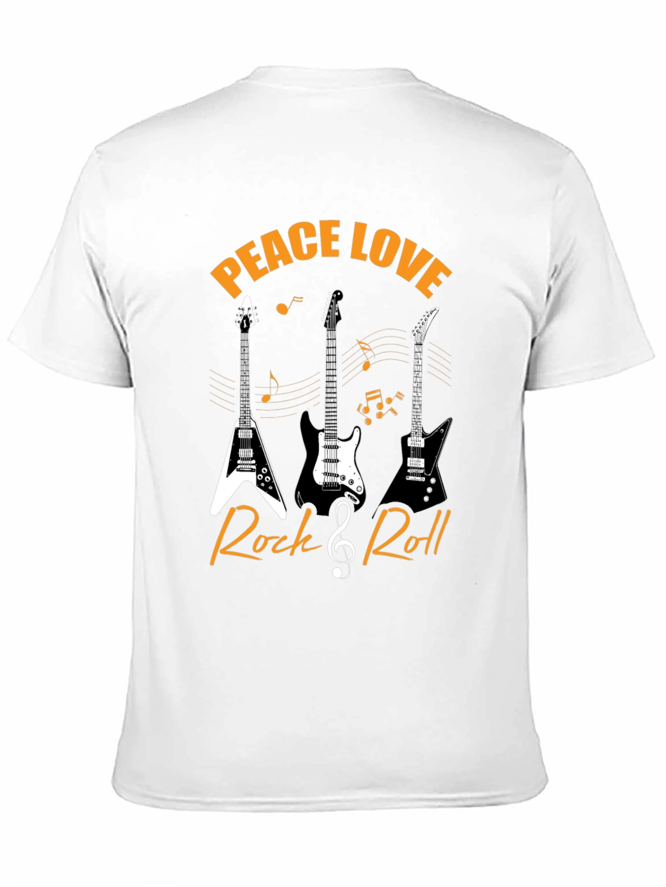 Black Peace Love Rock & Roll Guitar T-Shirt view 11