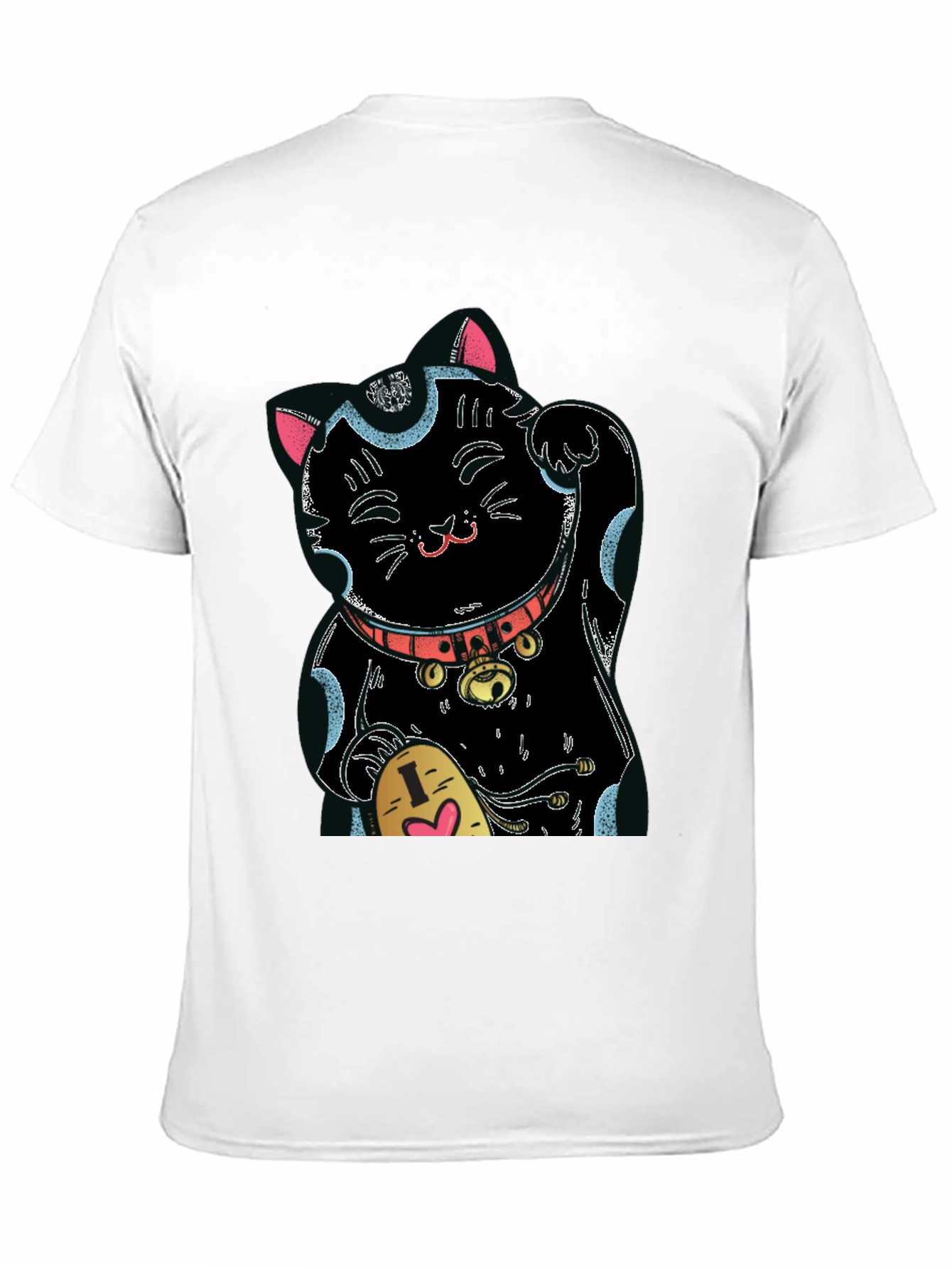 Black Lucky Cat Graphic Tee - Black Cotton Blend view 11