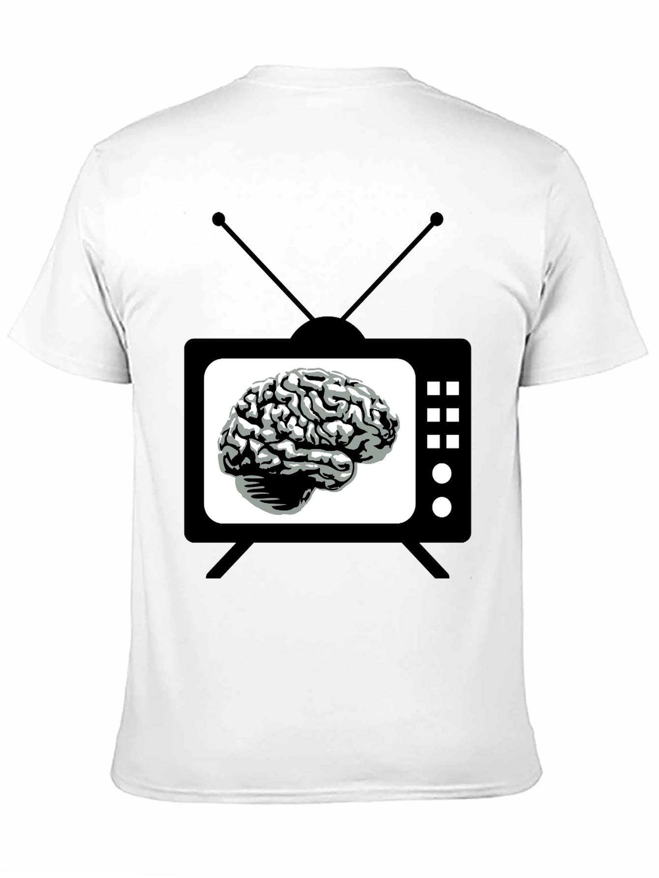 Brain TV Graphic Tee - Black Novelty T-Shirt - 11