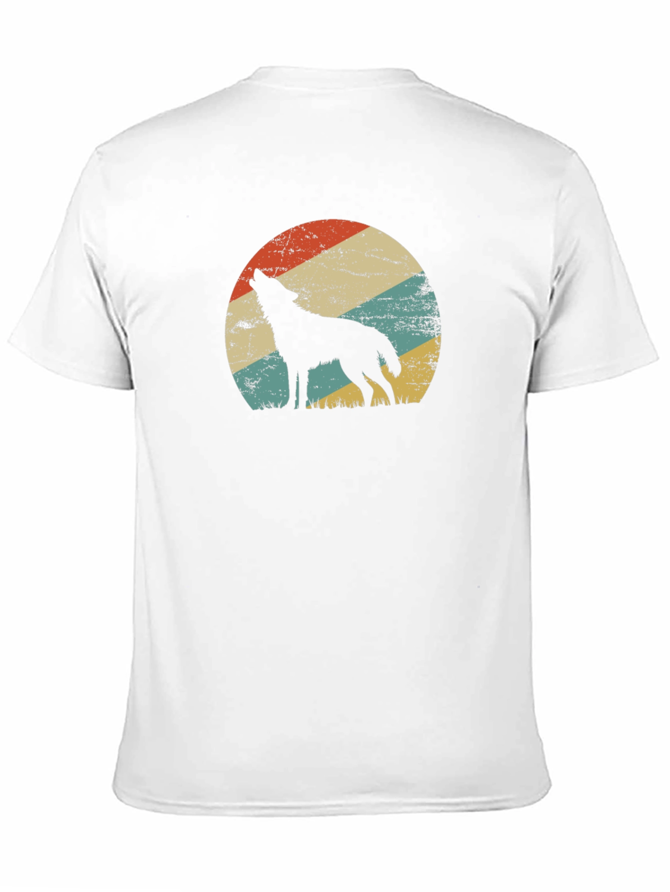 Black Wolf Silhouette Retro Sunset Black T-Shirt view 11