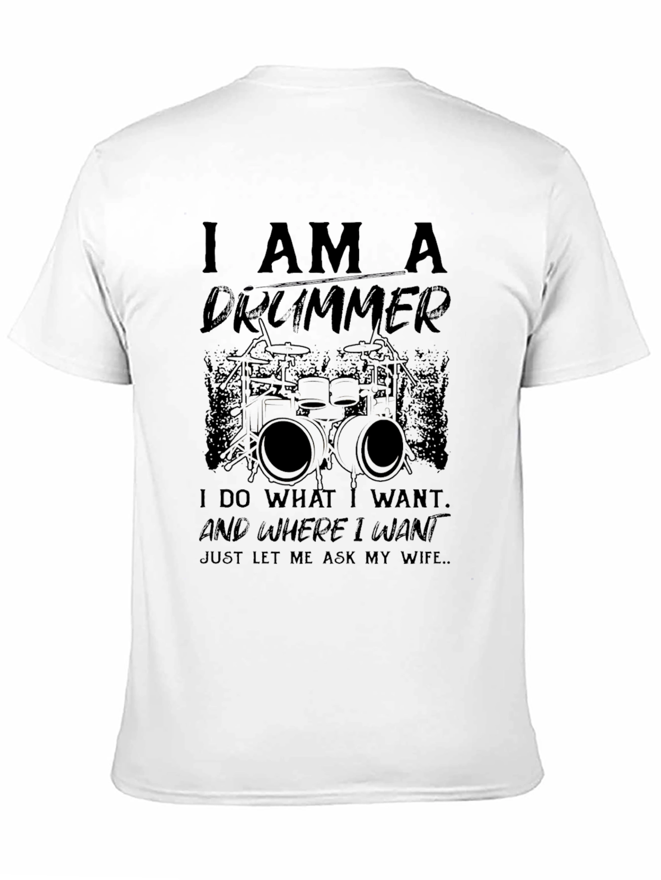 Black I AM A DRUMMER Graphic T-Shirt view 11