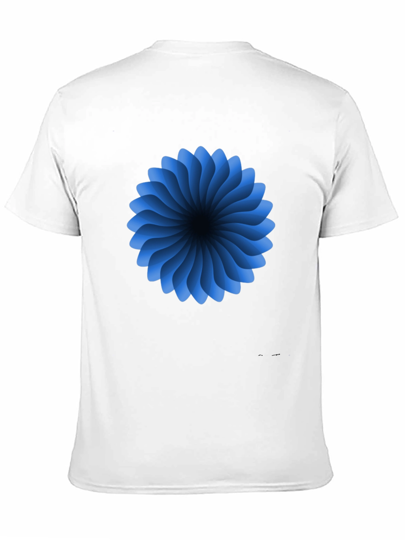 Black Abstract Blue Flower Graphic Black T-Shirt view 11