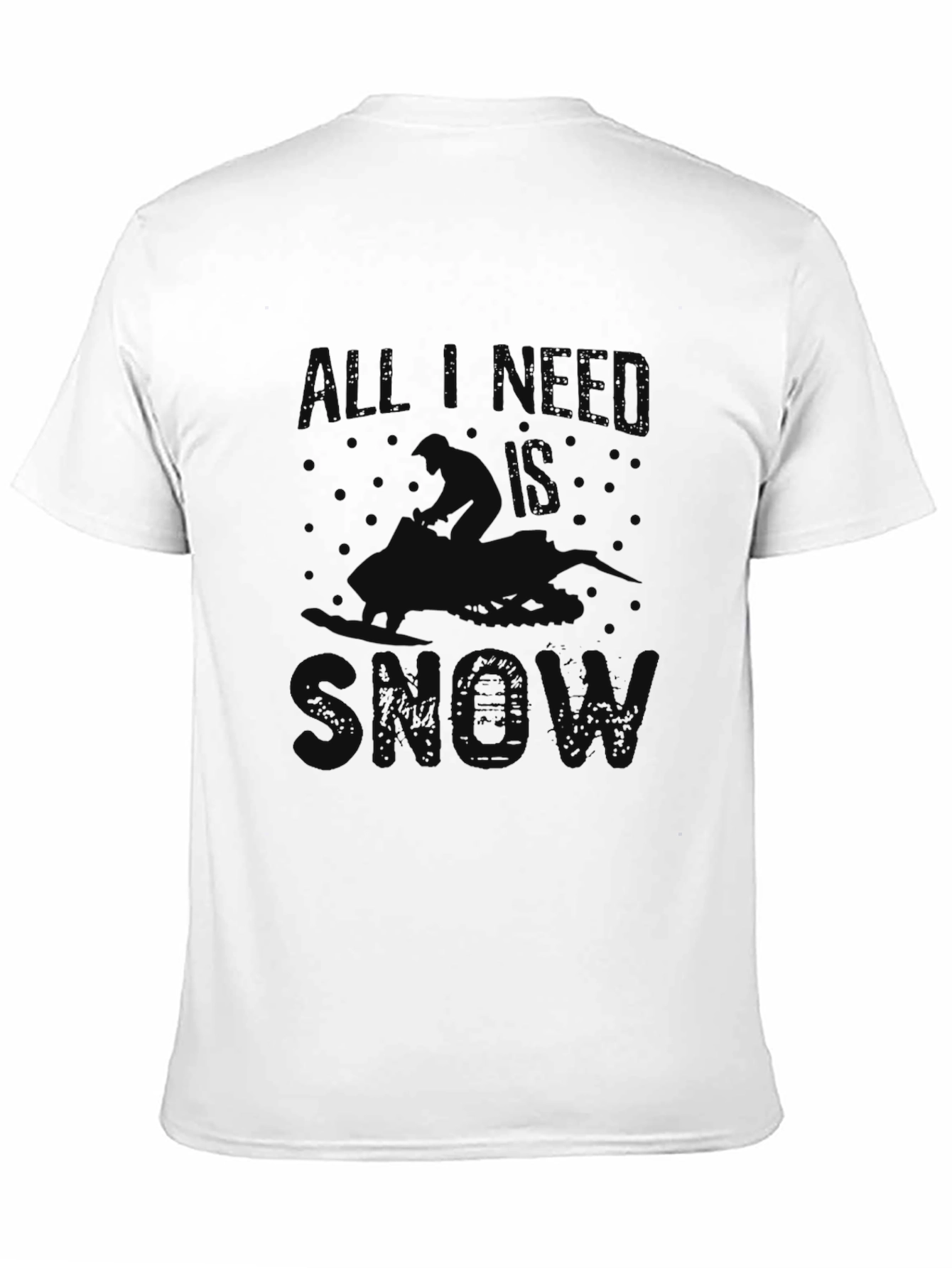 Black All I Need is Snow Black Graphic T-Shirt view 11
