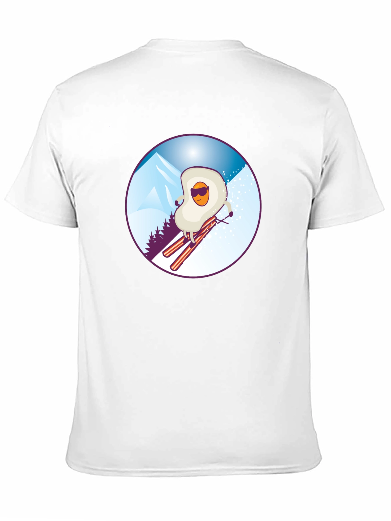Black Funny Skiing Egg T-Shirt - Black view 11
