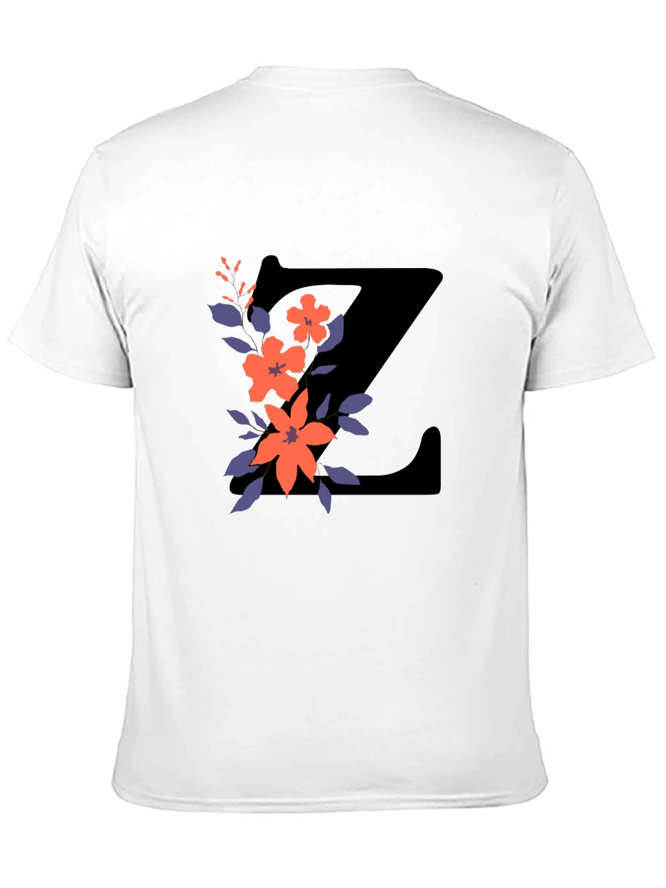 Black Floral Letter Z Black T-Shirt view 11