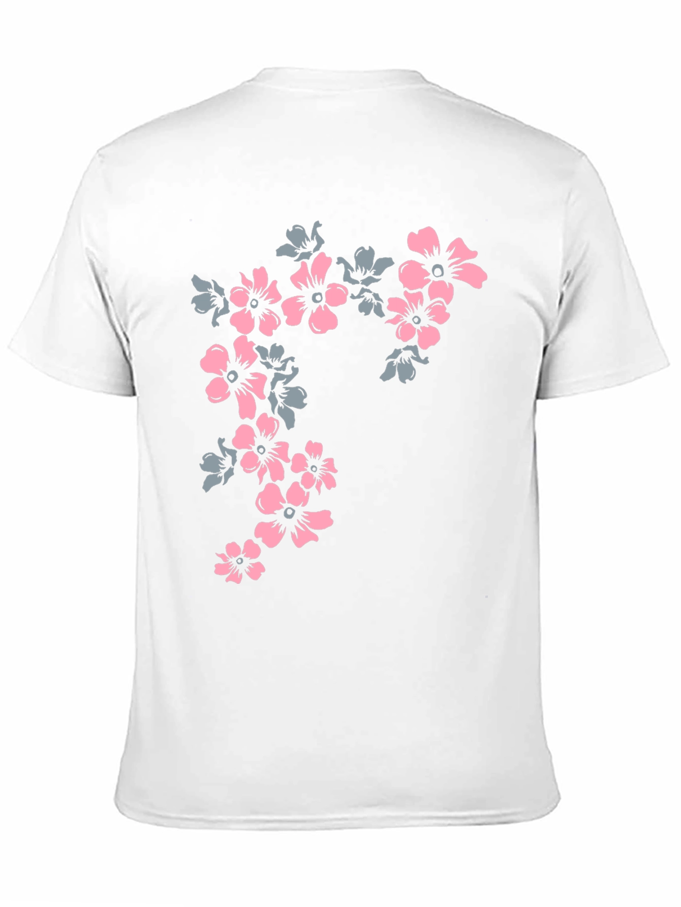Black Floral Print Tee - Black Casual T-Shirt view 11