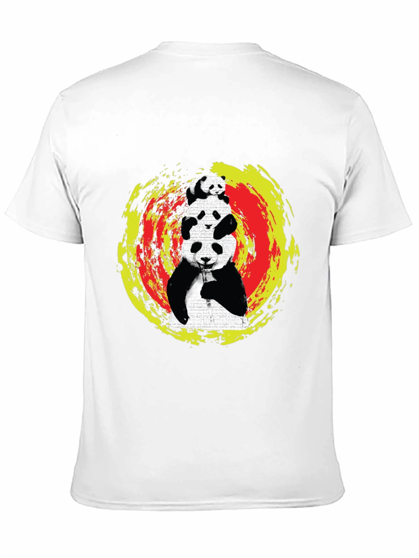 Black Stacked Panda Graphic Tee - Black Cotton Blend view 11