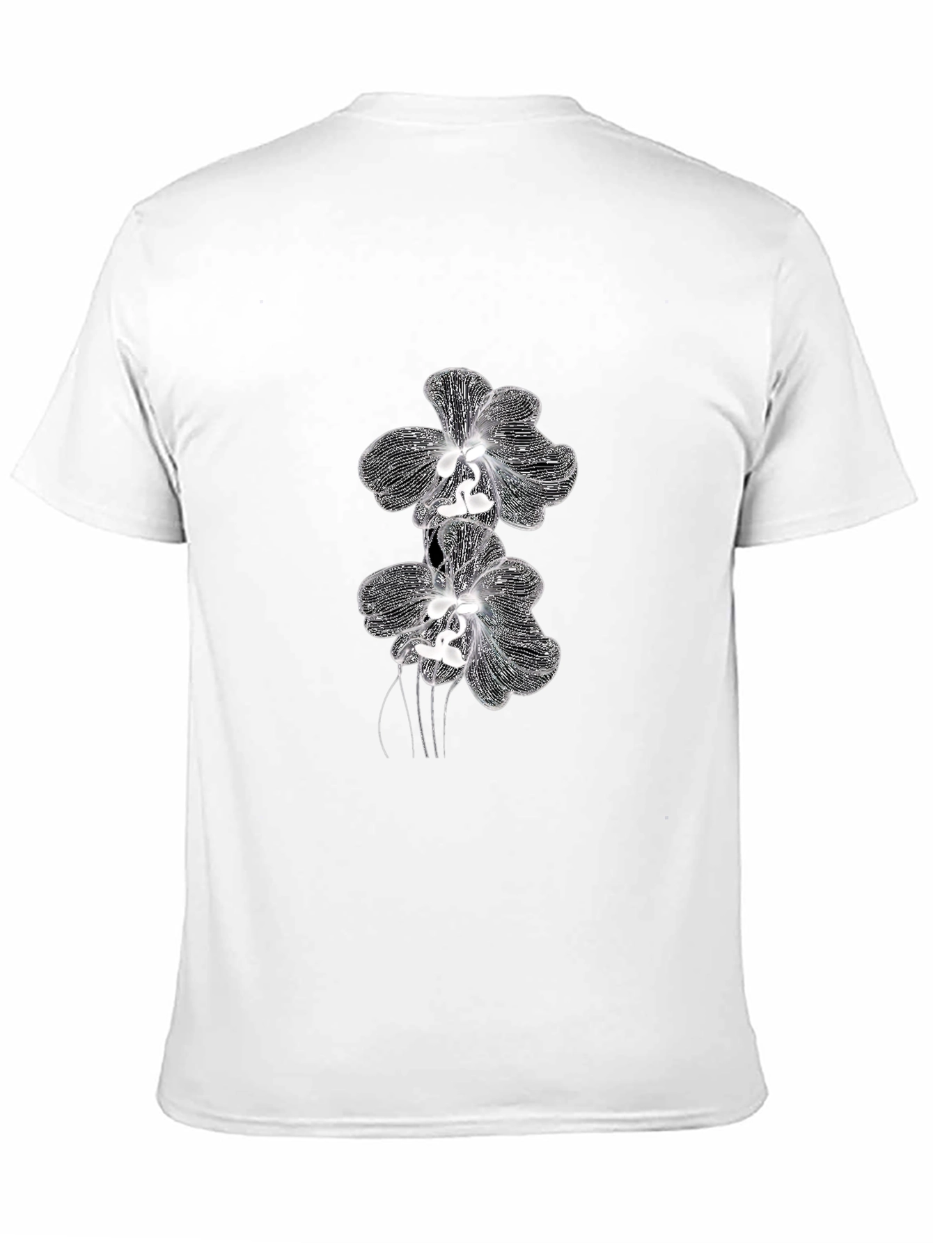 Black Elegant Orchid Graphic Tee - Black Cotton Blend view 11