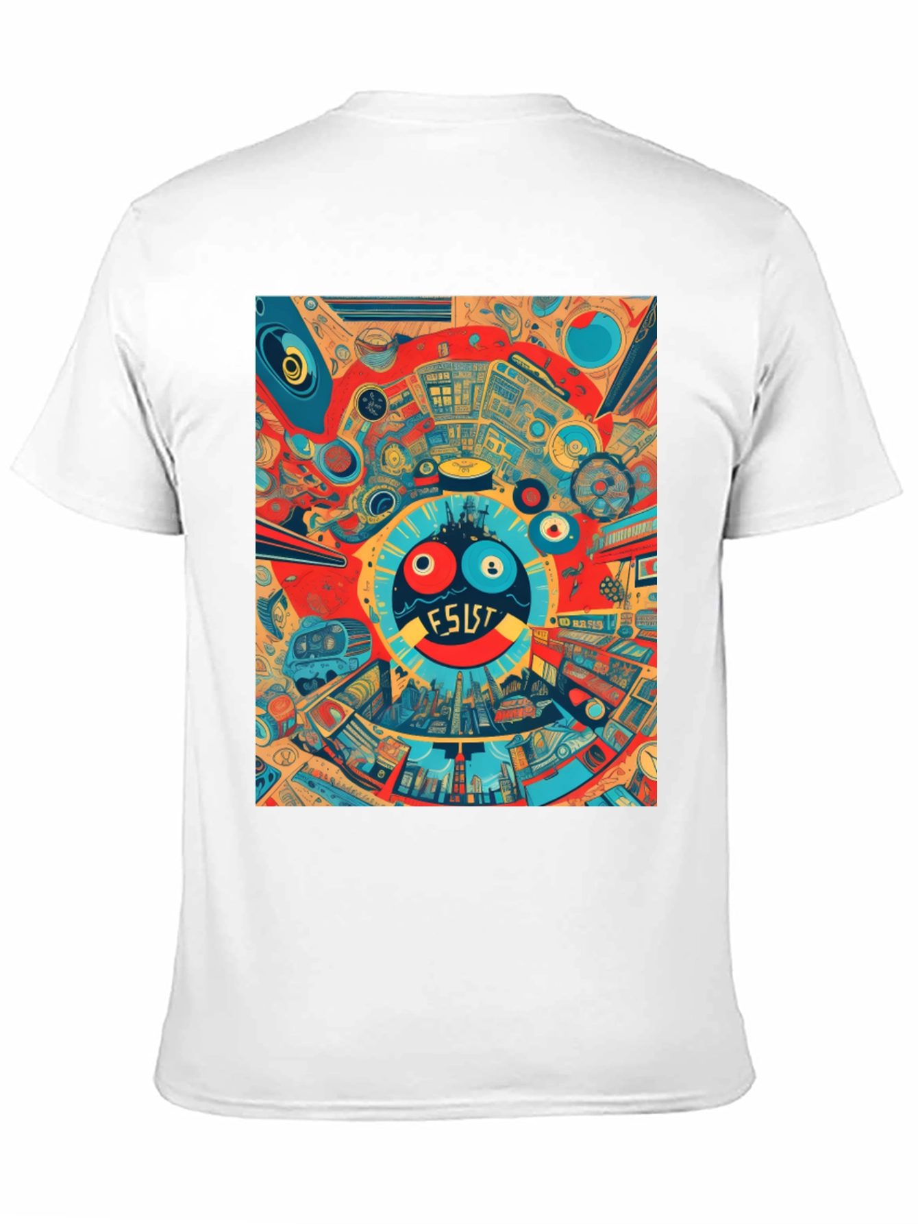 Black Abstract Graphic Print Crew Neck Tee view 11