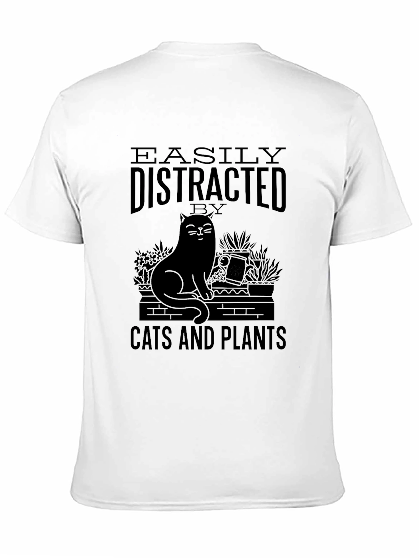 Black Easily Distracted by Cats and Plants Graphic T-Shirt view 11