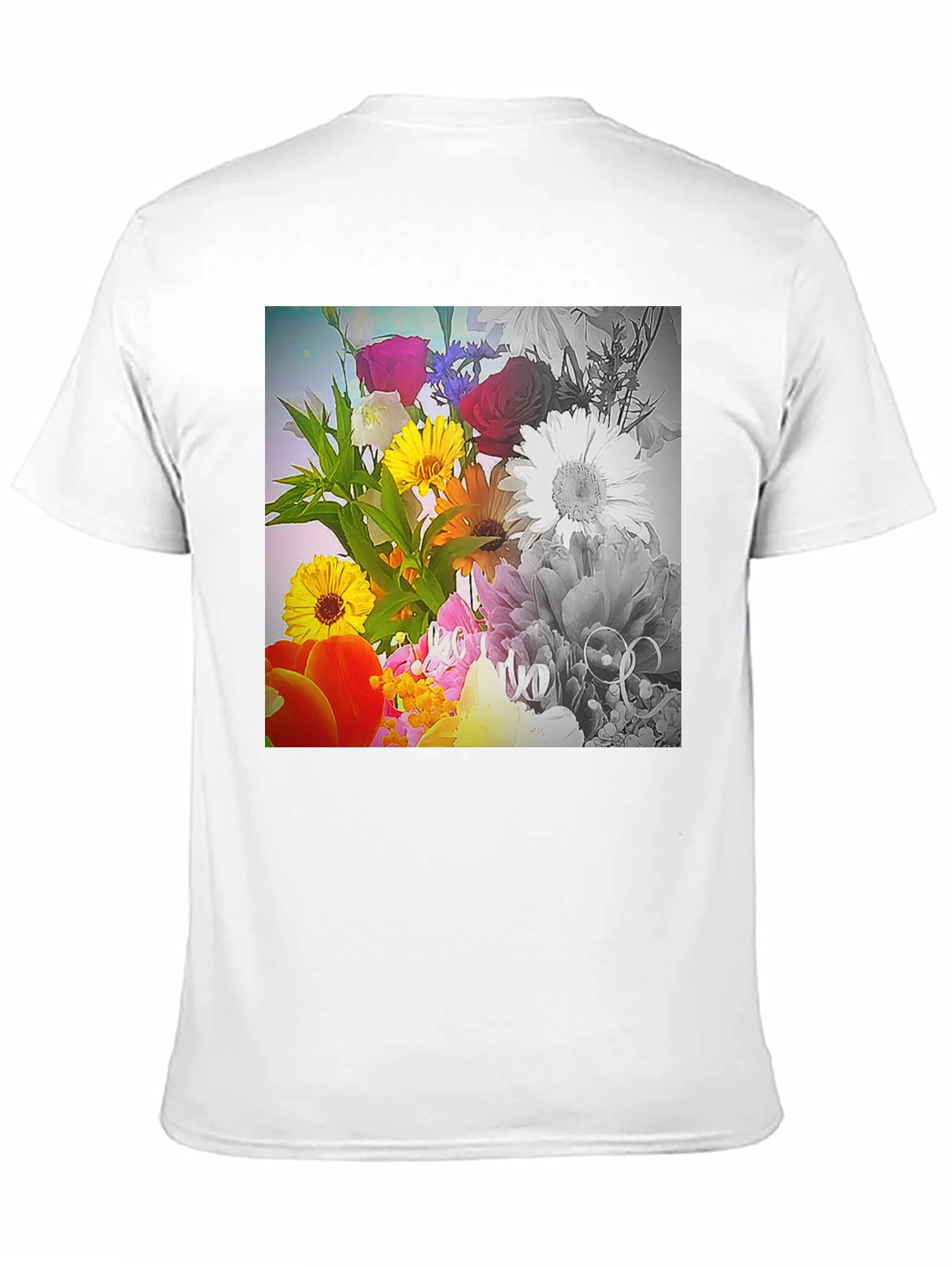 Black Floral Bouquet Graphic T-Shirt - Vivid Print Tee view 11