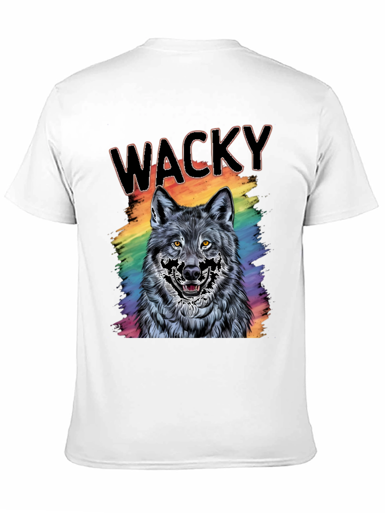 Black Wacky Wolf Graphic Tee - Colorful Animal T-Shirt view 11