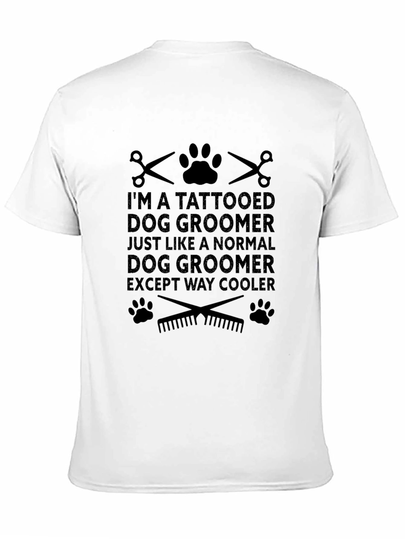Black Tattooed Dog Groomer Black Graphic T-Shirt view 11