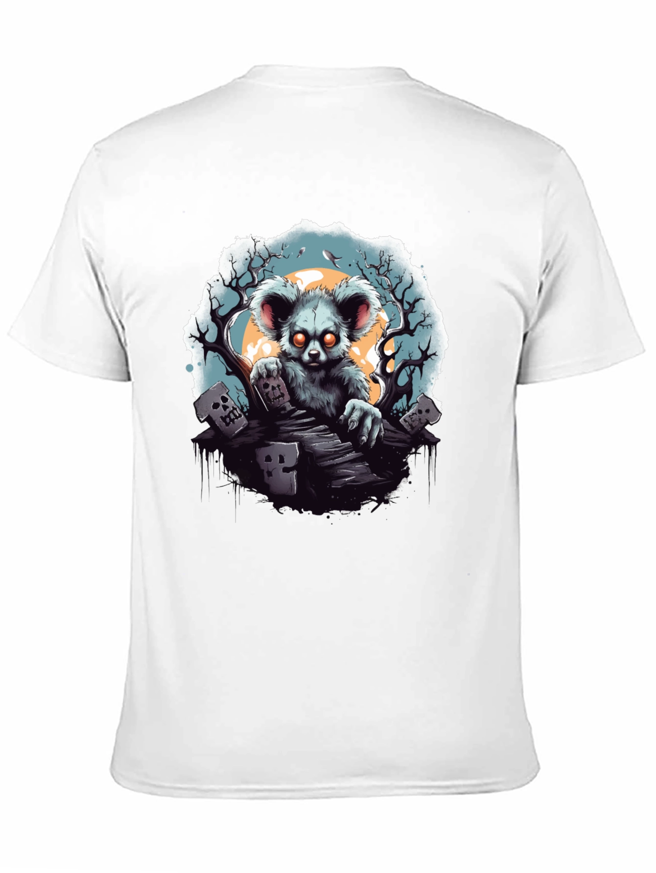 Black Zombie Koala T-Shirt - Spooky Graveyard Design view 11