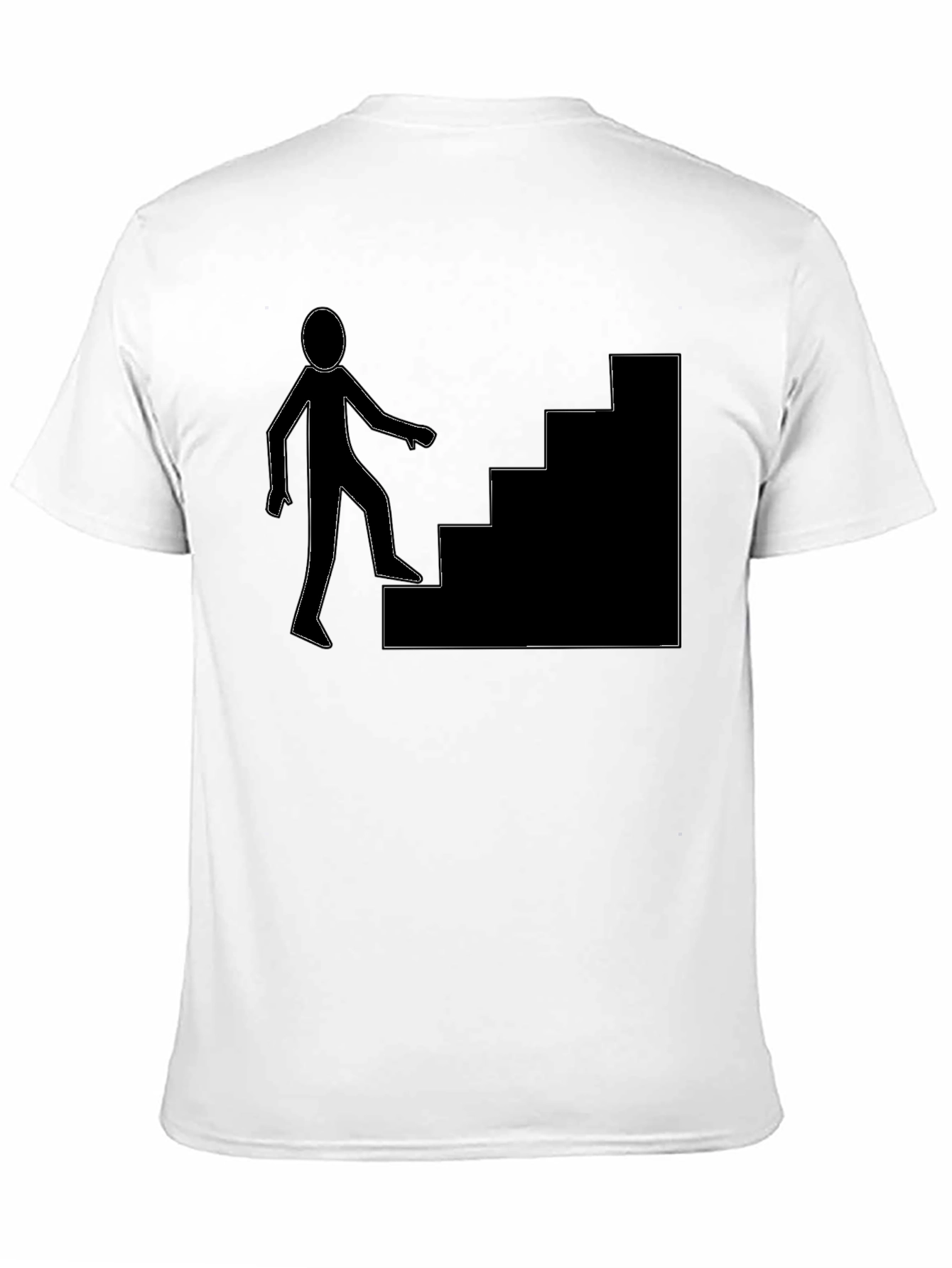 Black Men's Black T-Shirt with Stairs Graphic view 11