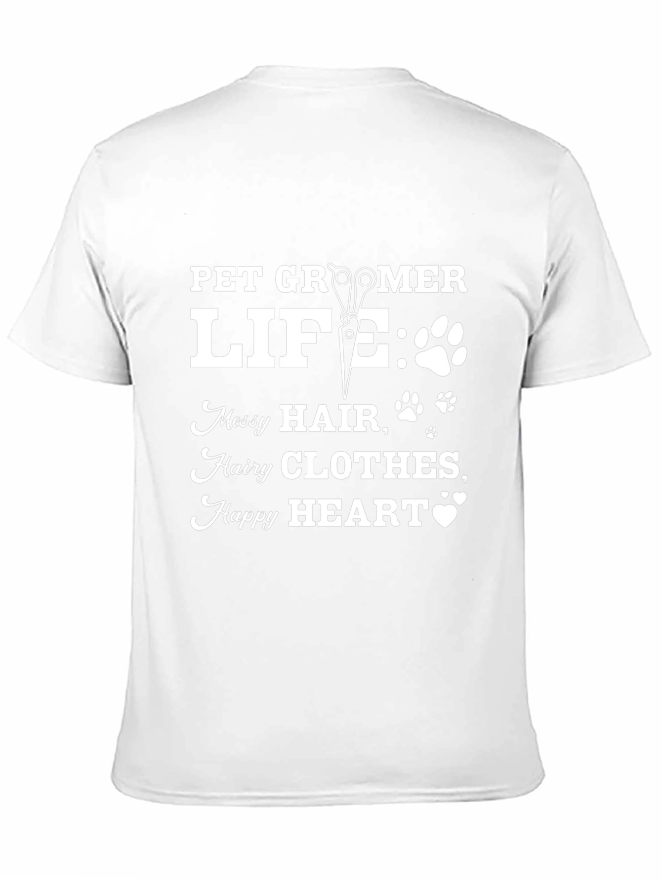 Black Pet Groomer Life Graphic T-Shirt - Messy Hair, Happy Heart view 11