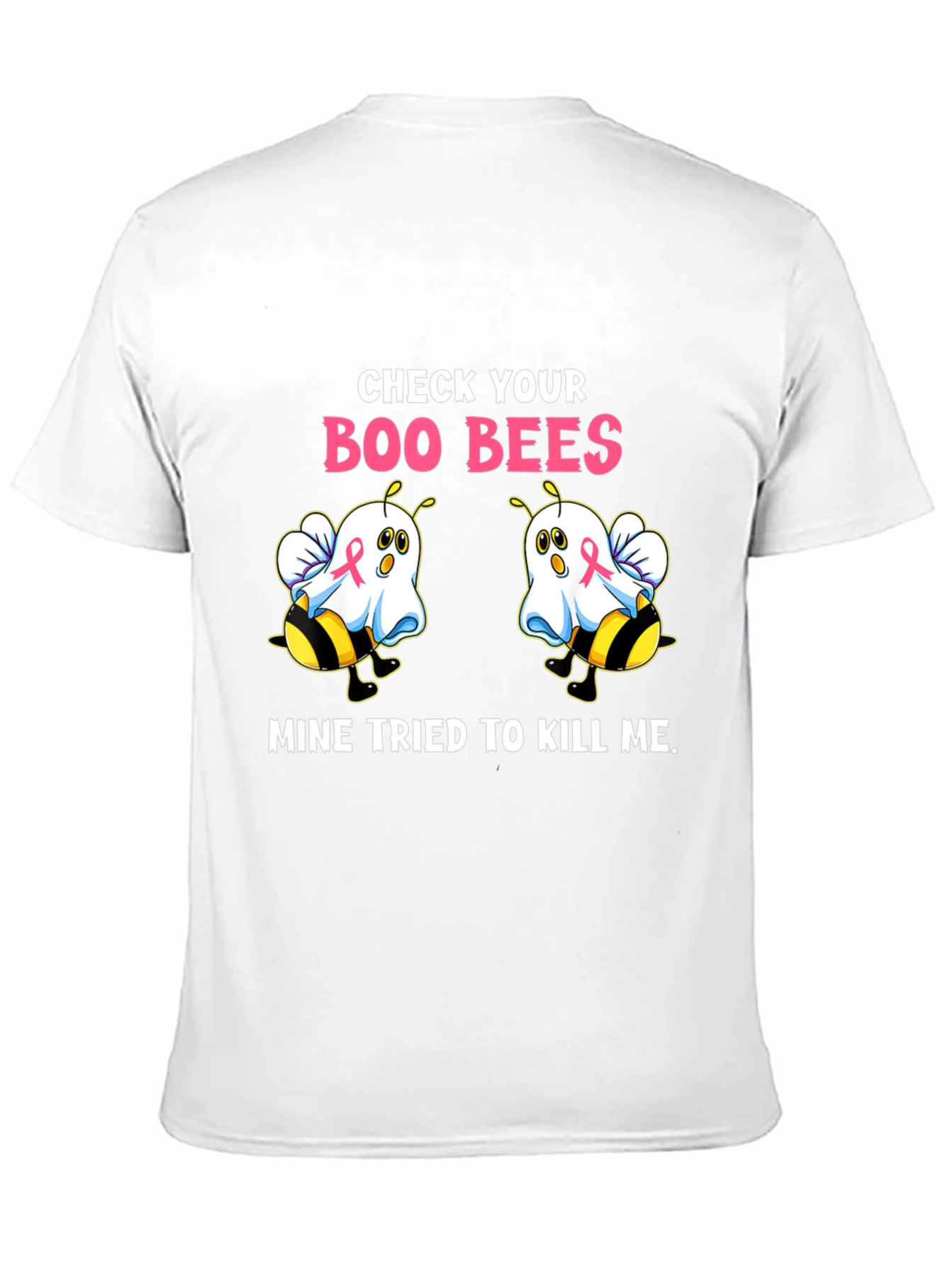 Black Boo Bees T-Shirt Breast Cancer Awareness Halloween Tee view 11