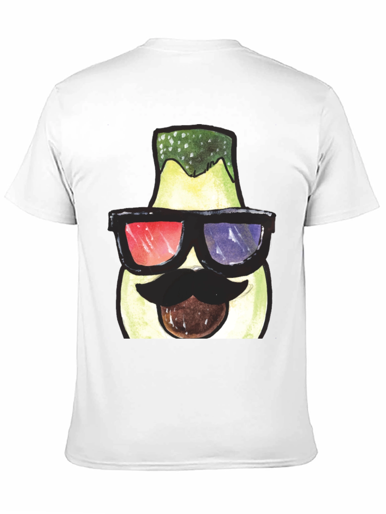 Black Funny Avocado 3D Glasses Graphic T-Shirt view 11