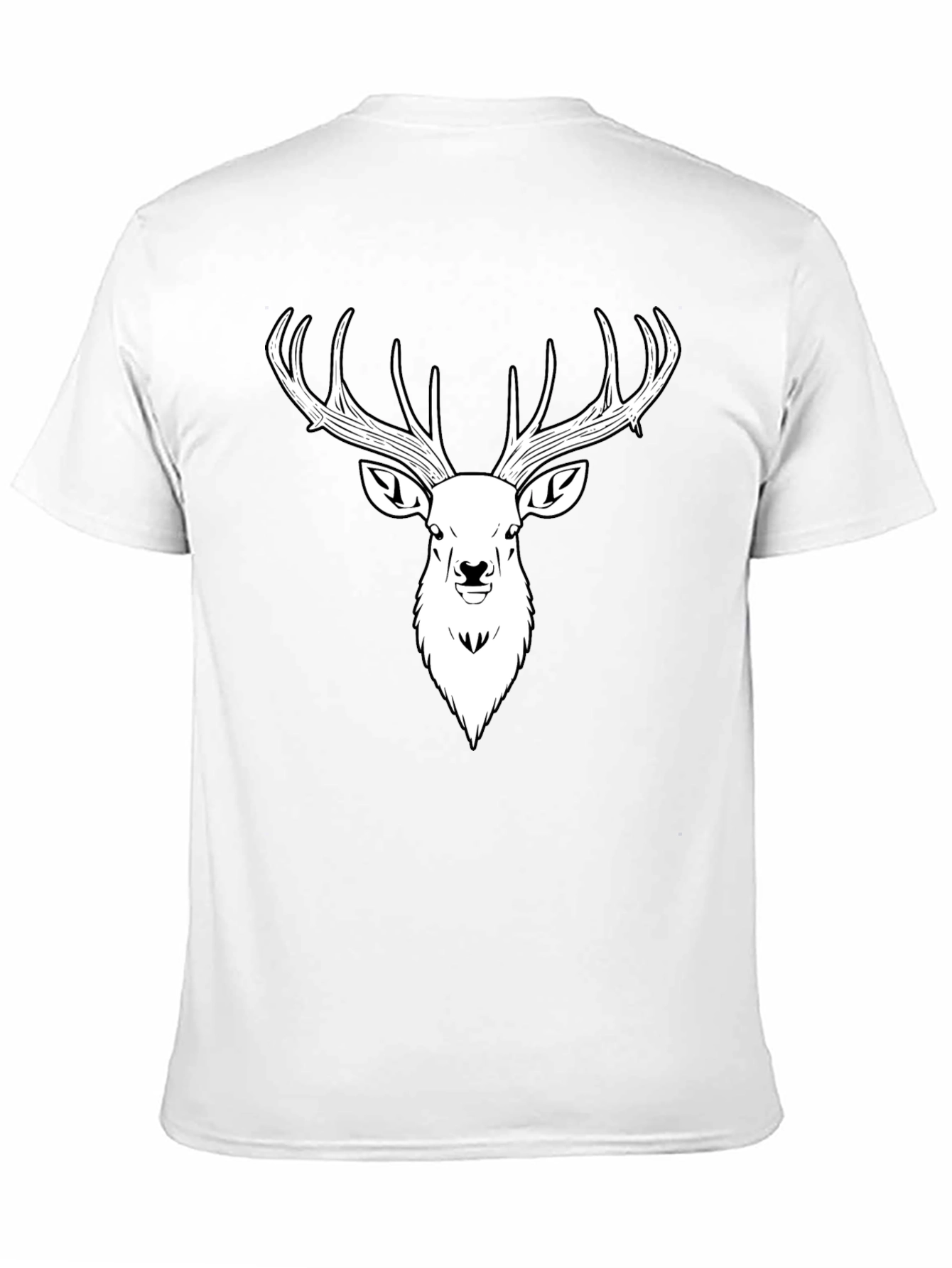 Black Men's Black T-Shirt with Stag Head Print view 11