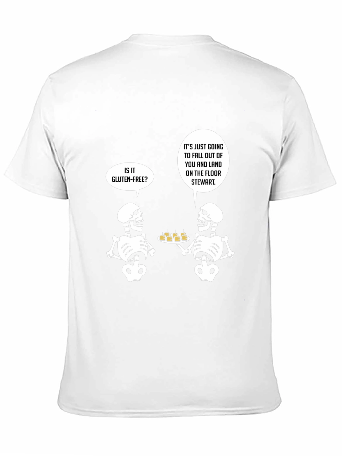 Black Gluten-Free Skeleton Humor T-Shirt view 11