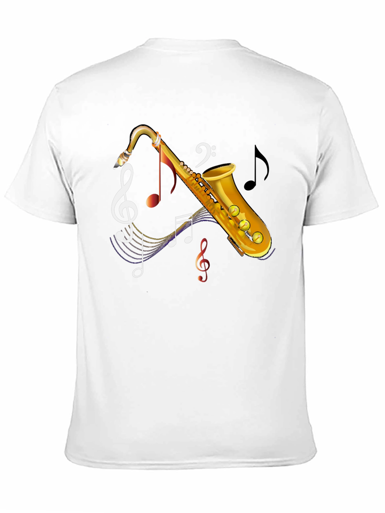 Black Saxophone Music Notes Graphic T-Shirt view 11