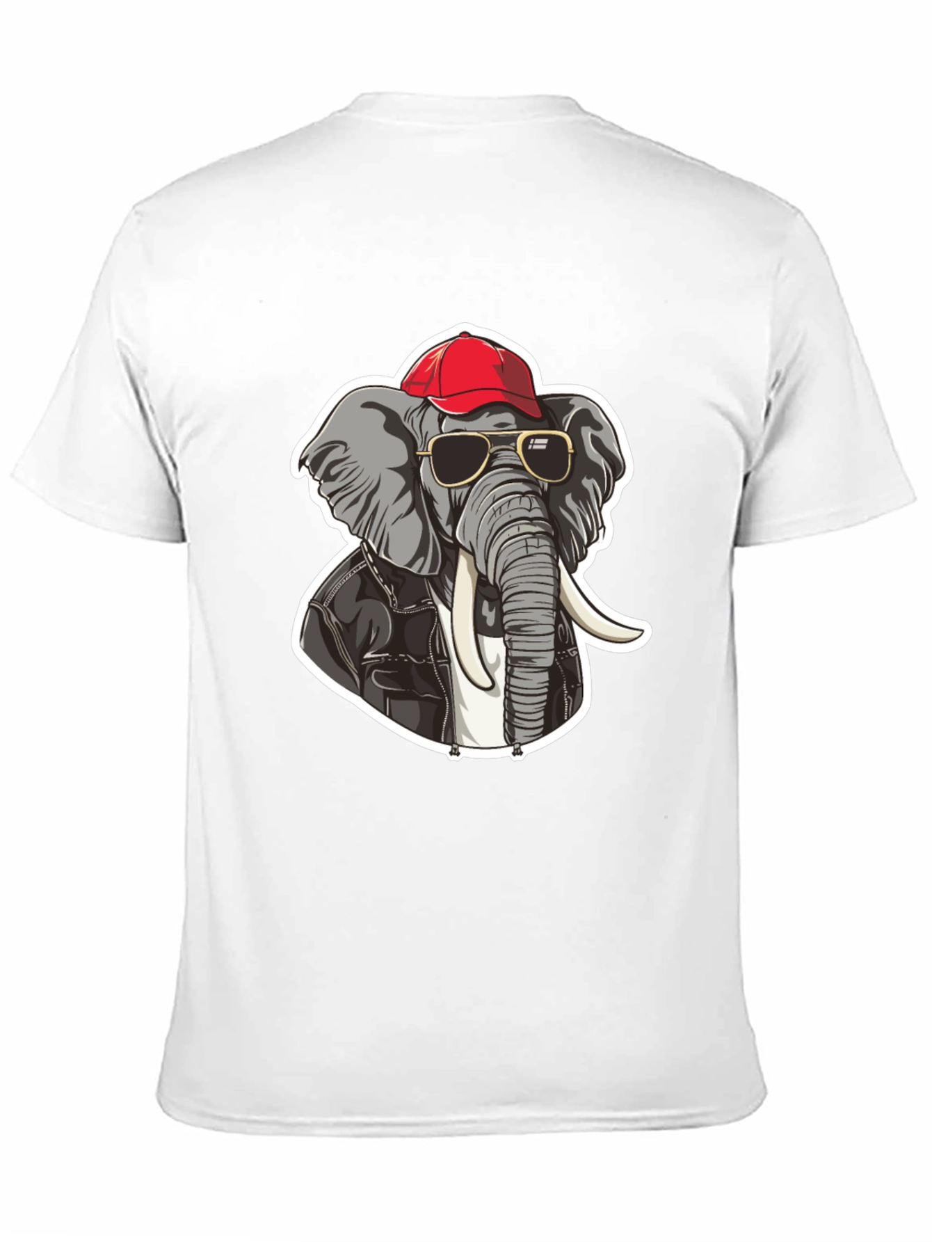 Black Cool Elephant Tee: Biker Style Cartoon Graphic T-Shirt view 11