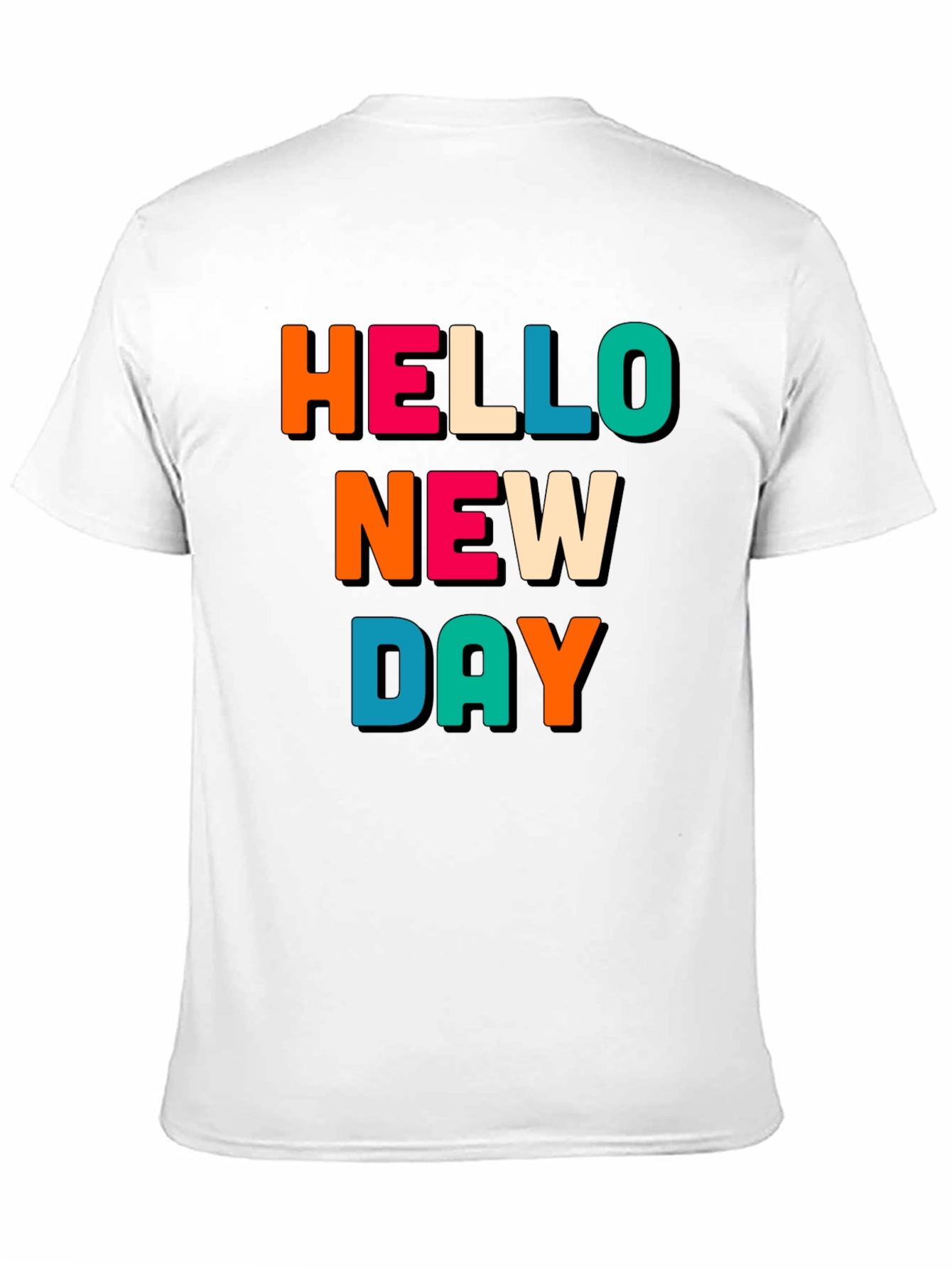 Black Hello New Day Graphic Tee - Unisex Black Cotton T-Shirt view 11
