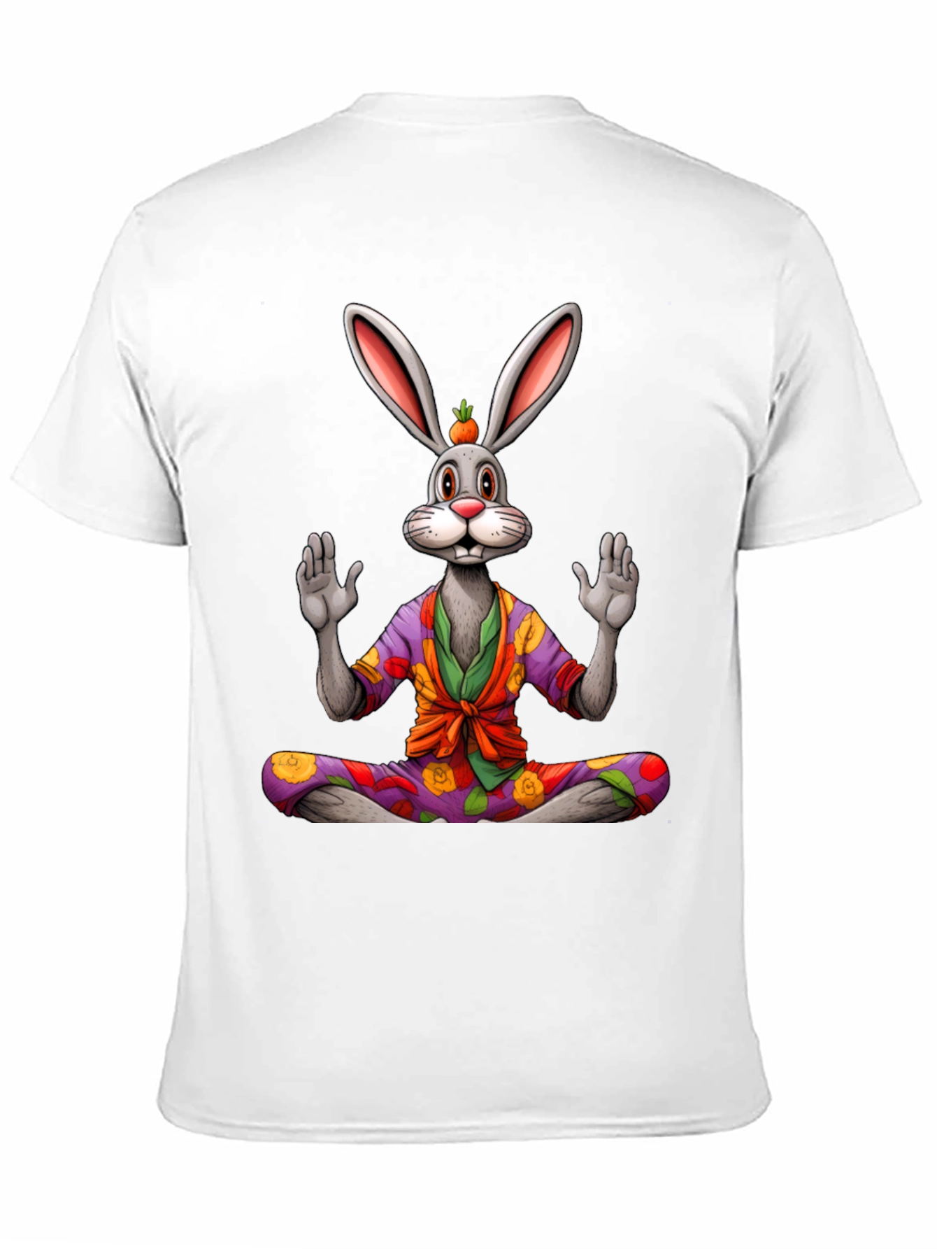 Black Zen Rabbit Graphic Tee - Meditating Hare Shirt view 11