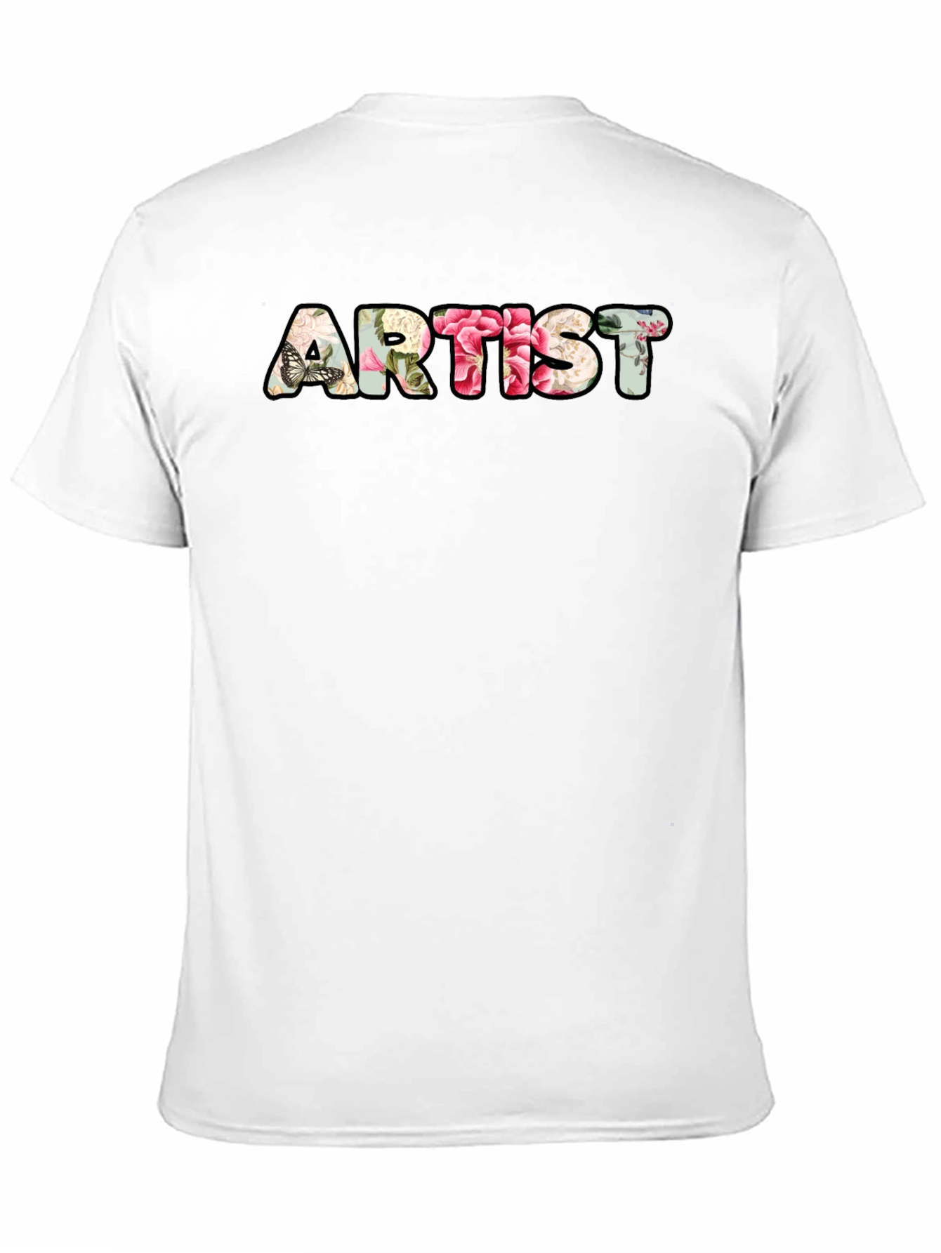 Black Floral Artist T-Shirt - Black Crew Neck Tee view 11