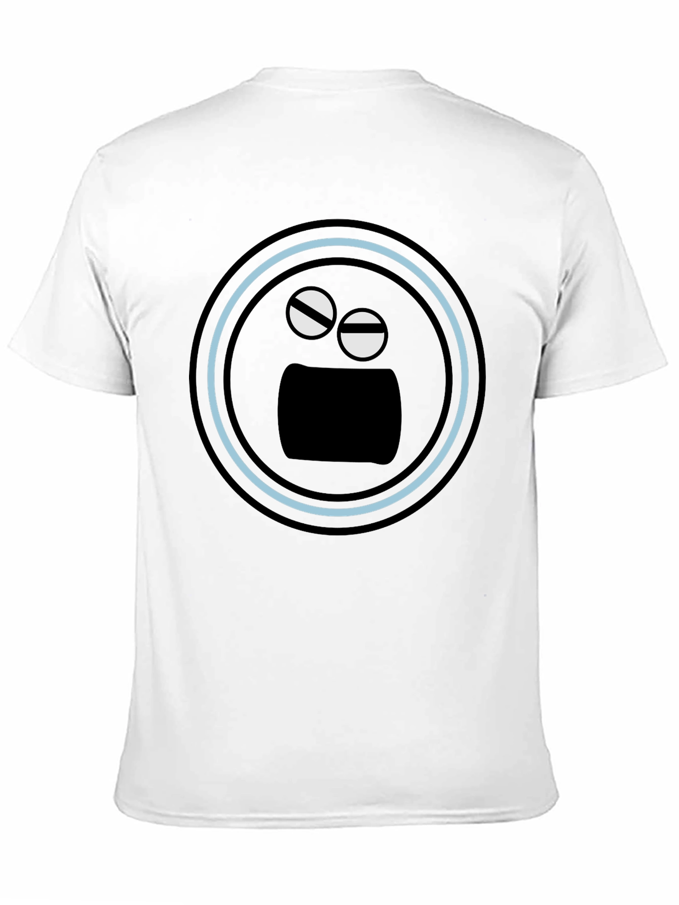 Black Black T-Shirt with Funny Round Face Graphic view 11