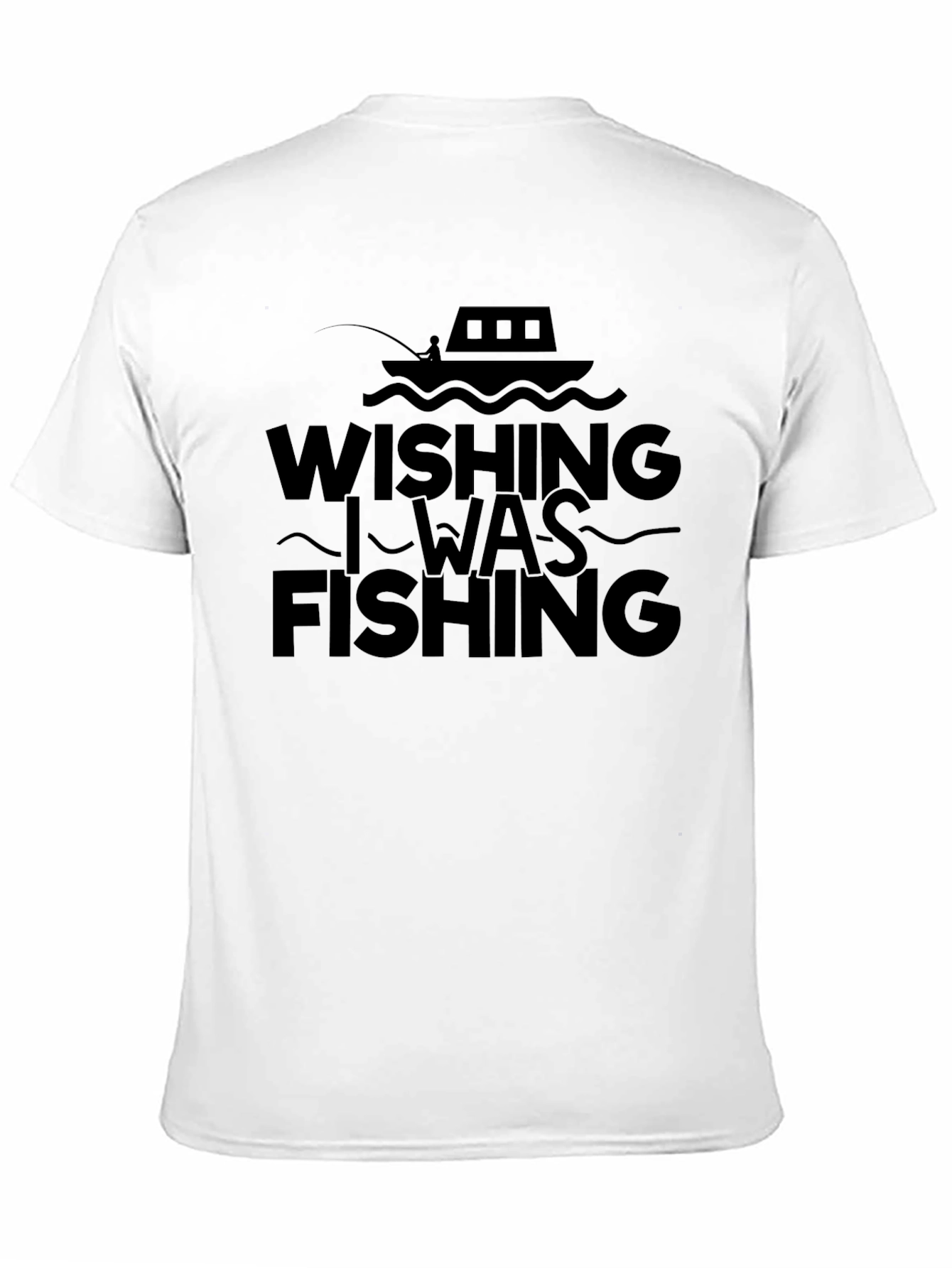Black Wishing I Was Fishing Black Tee Shirt view 11