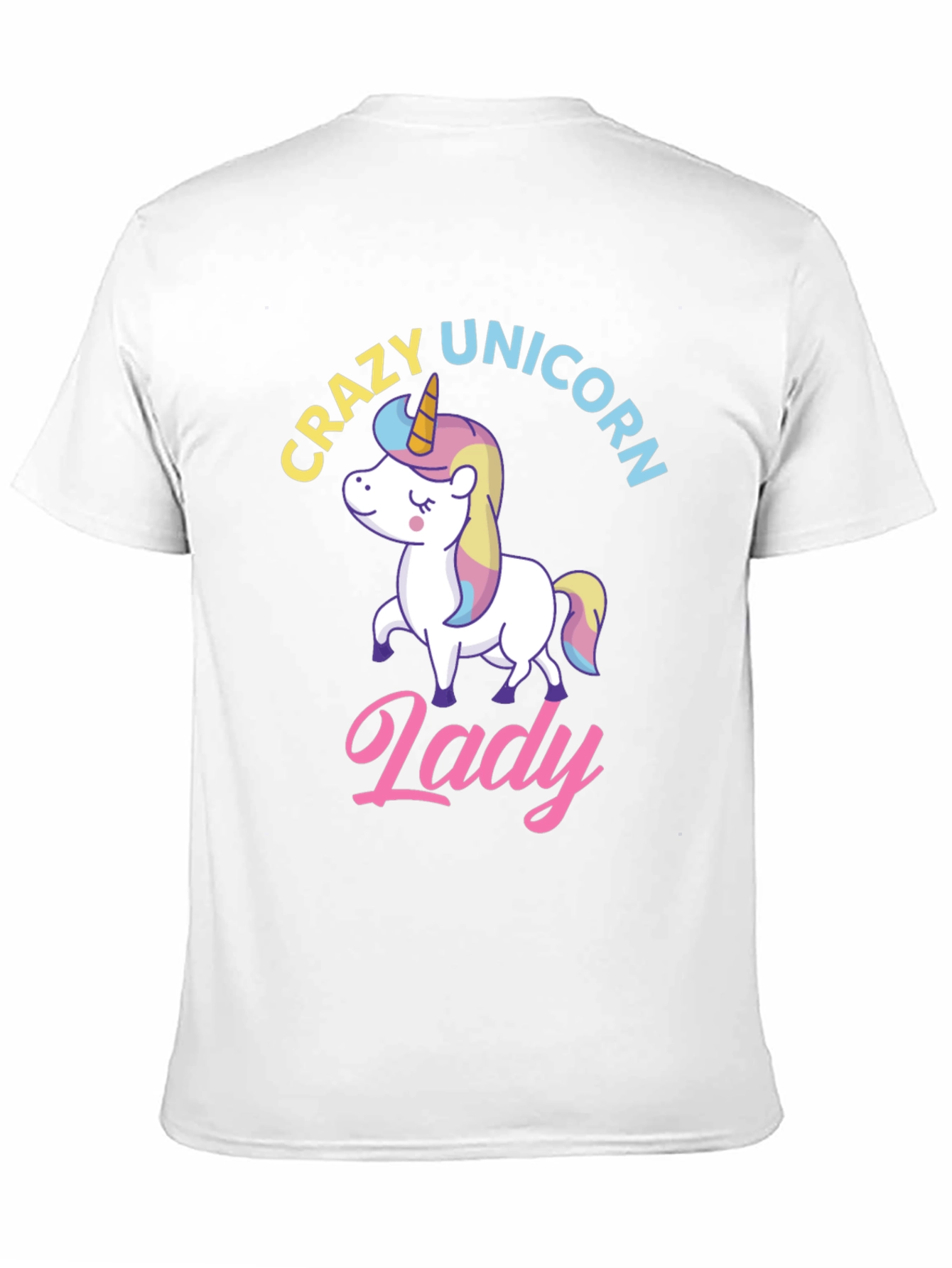 Black Crazy Unicorn Lady T-Shirt - Fun Graphic Tee view 11