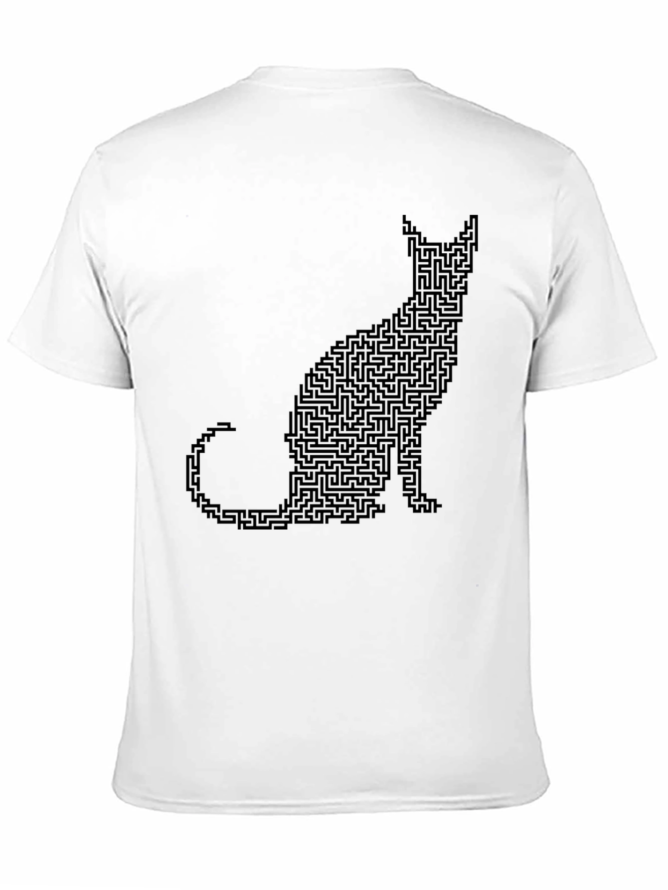 Black Cat Maze Graphic Tee - Black Cotton T-Shirt view 11