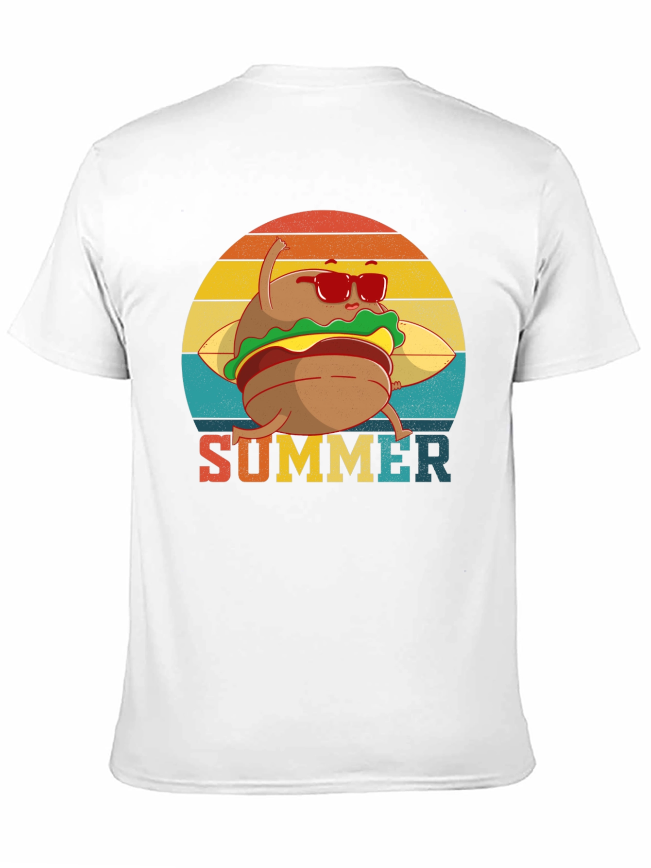 Black Summer Burger Graphic Tee - Black Cotton T-Shirt view 11