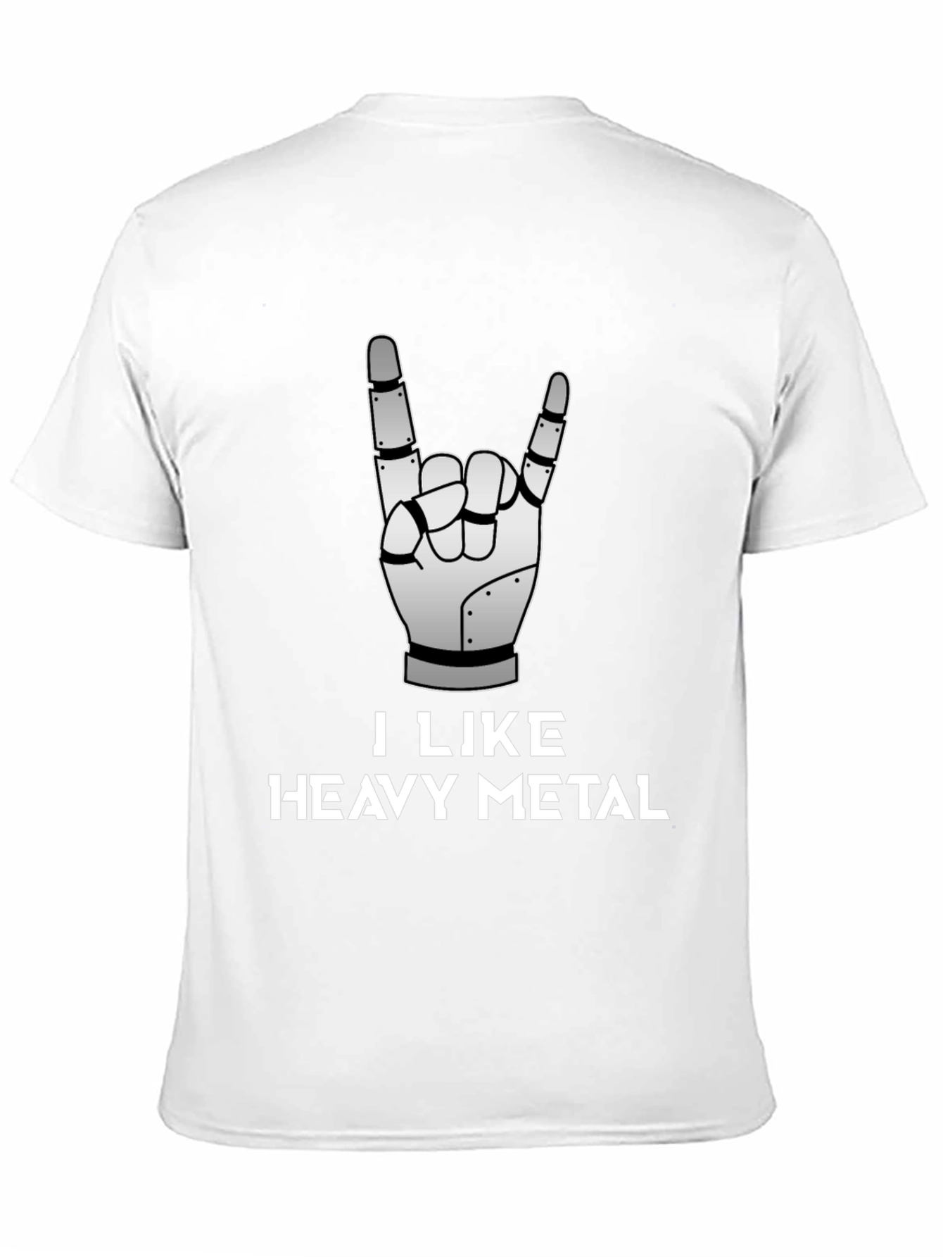 Black I Like Heavy Metal Robot Hand Graphic Tee view 11