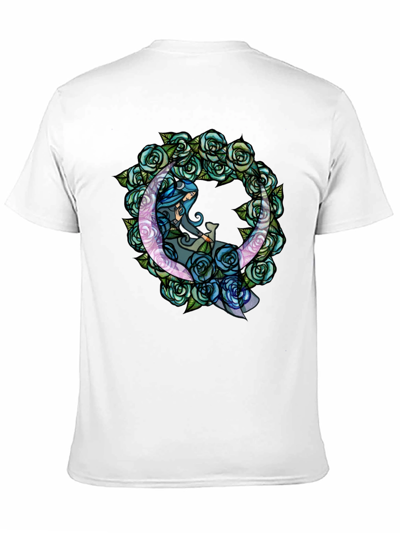 Black Mystic Moon & Roses Graphic T-Shirt - Black view 11