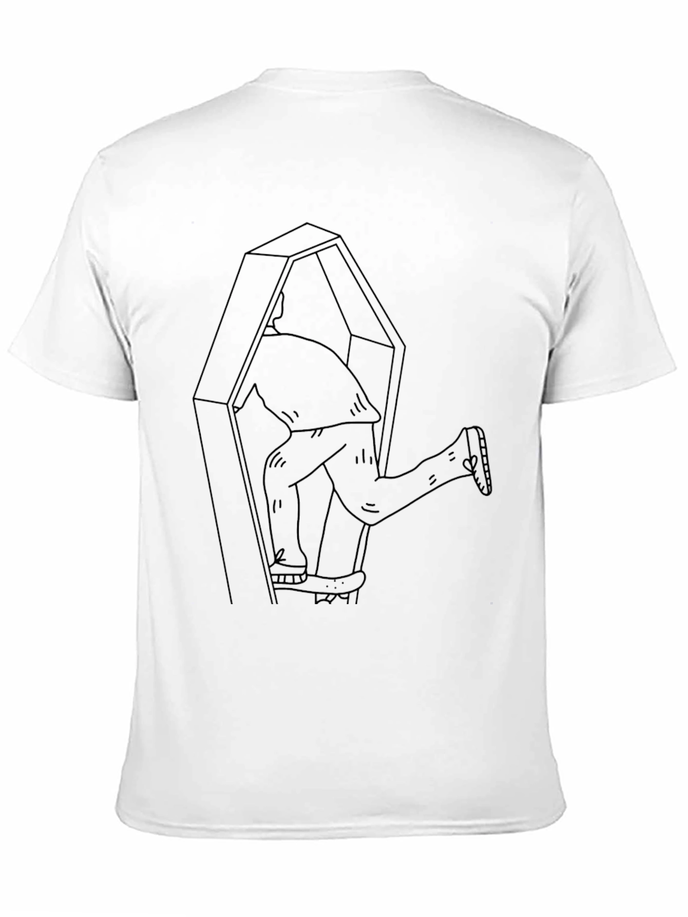 Black Funny Coffin Escape Men's Black T-Shirt view 11