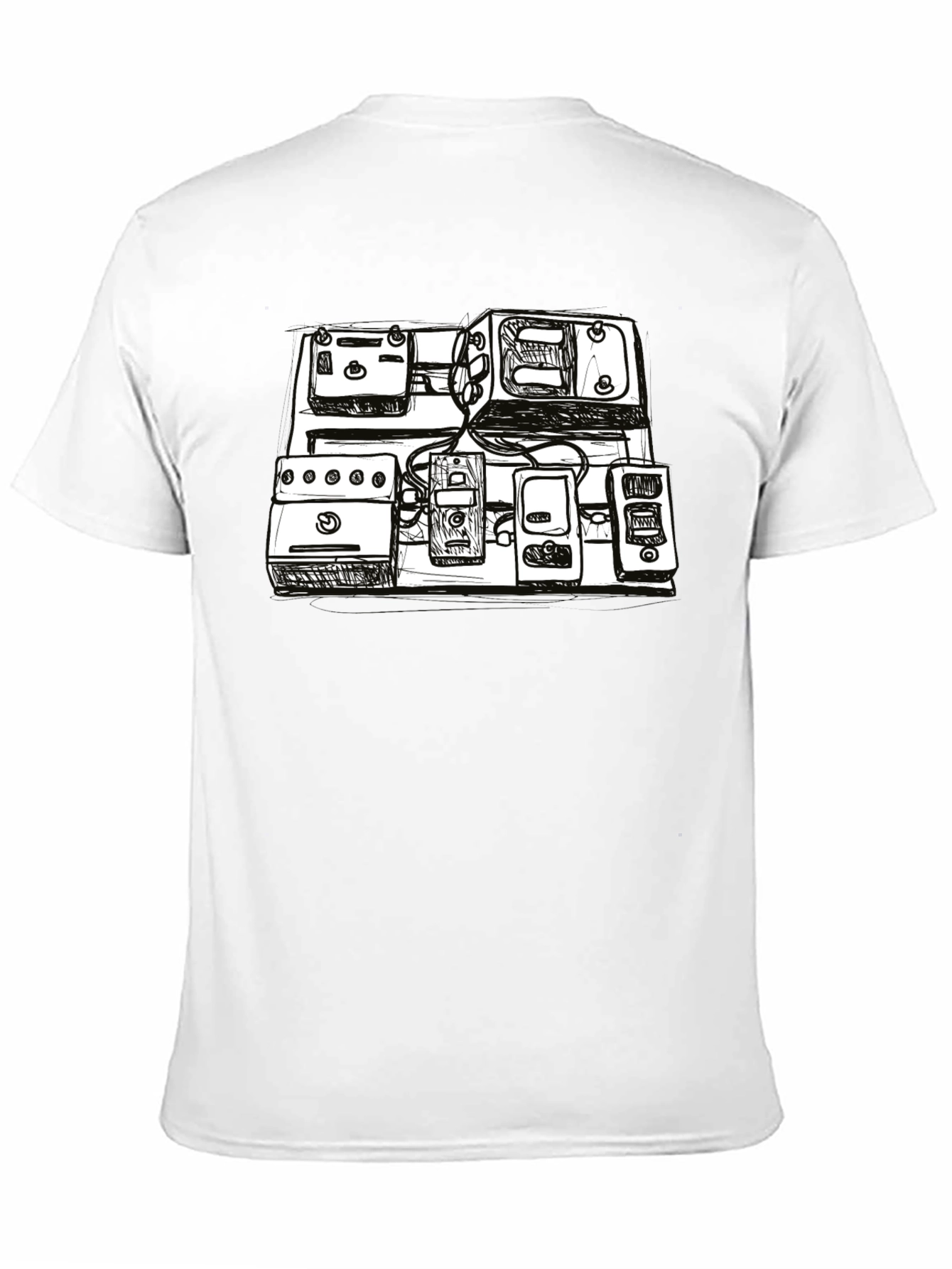 Black Sketch Pedal Board T-Shirt - Musician's Essential view 11