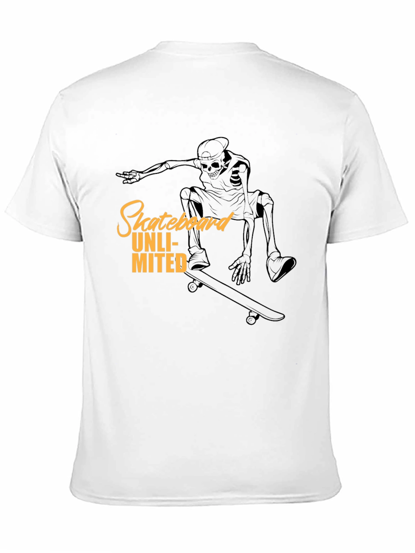 Black Skateboard Unlimited Black T-Shirt - Skeleton Rider Design view 11