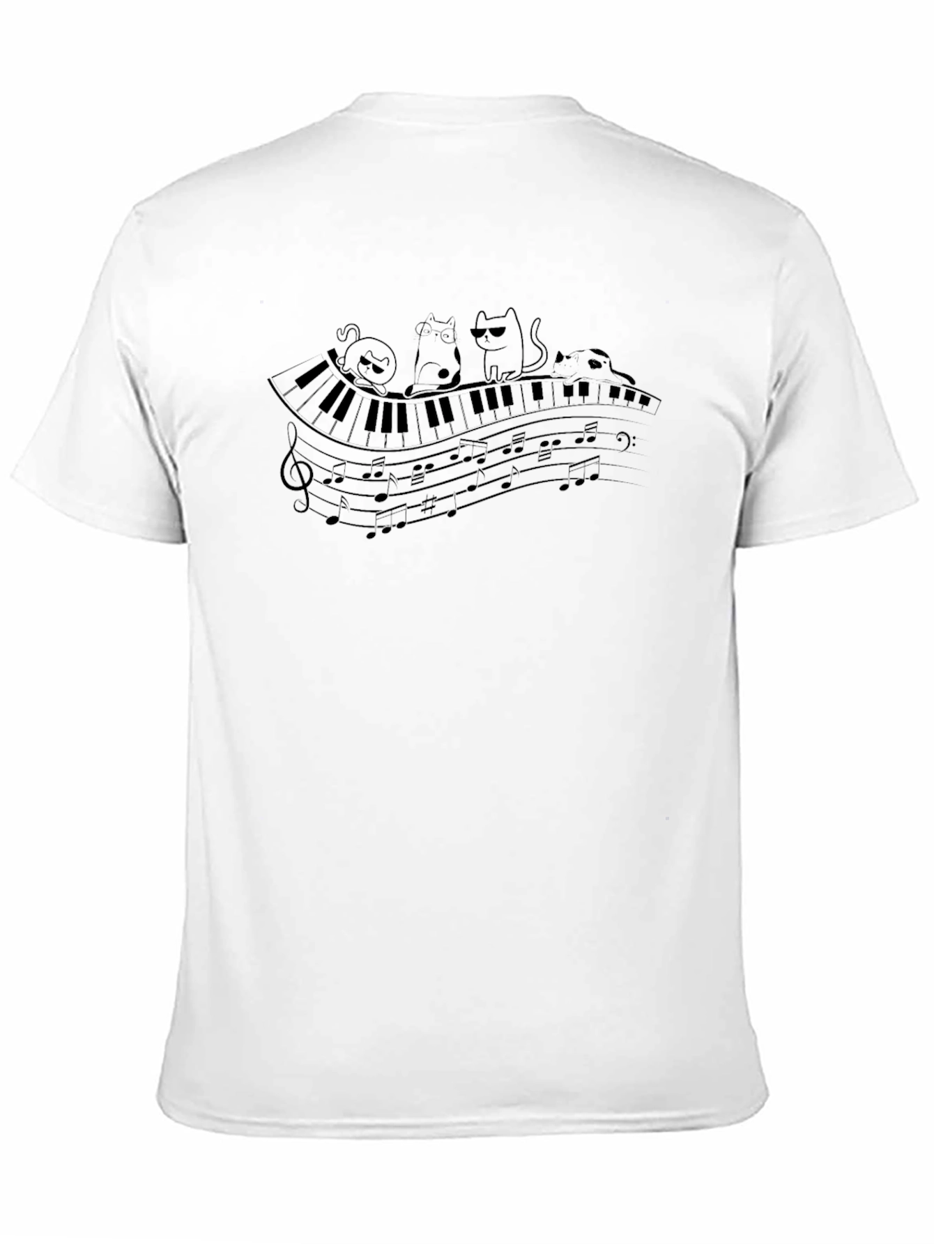 Black Piano Cats T-Shirt - Musical Feline Tee view 11