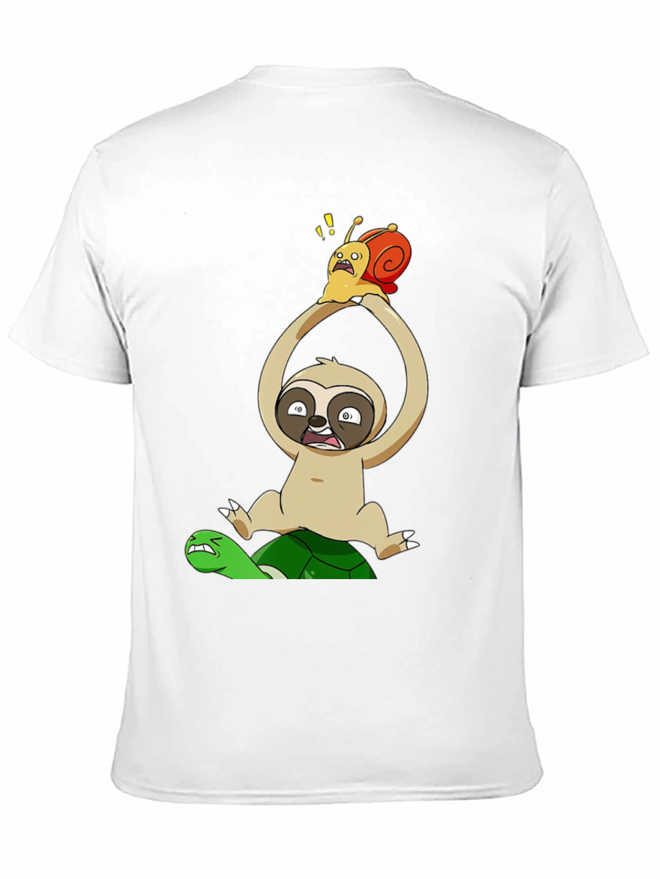Black Funny Cartoon Animal T-Shirt: Sloth, Snail, Turtle view 11