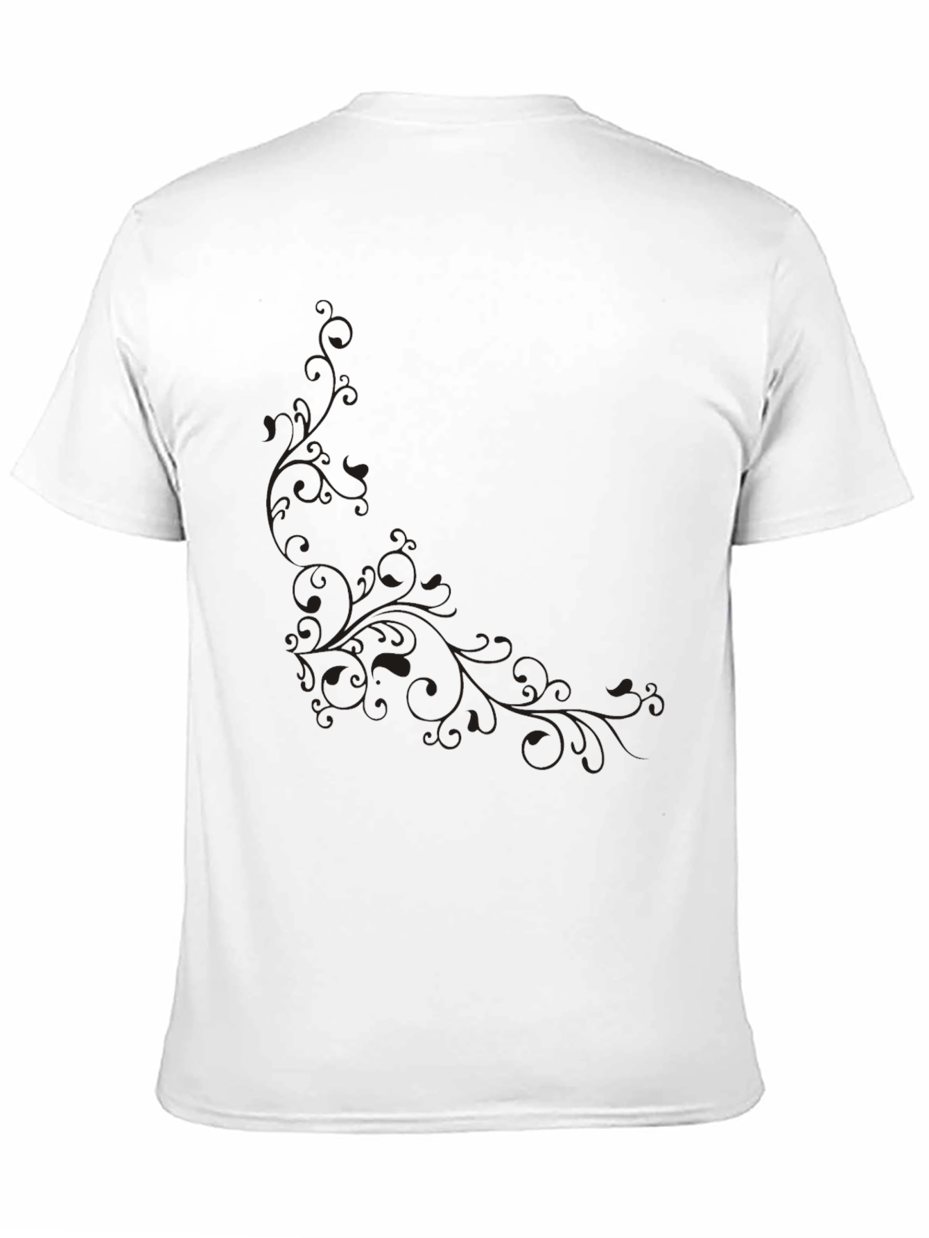 Black Men's Black T-Shirt with Subtle Floral Design view 11