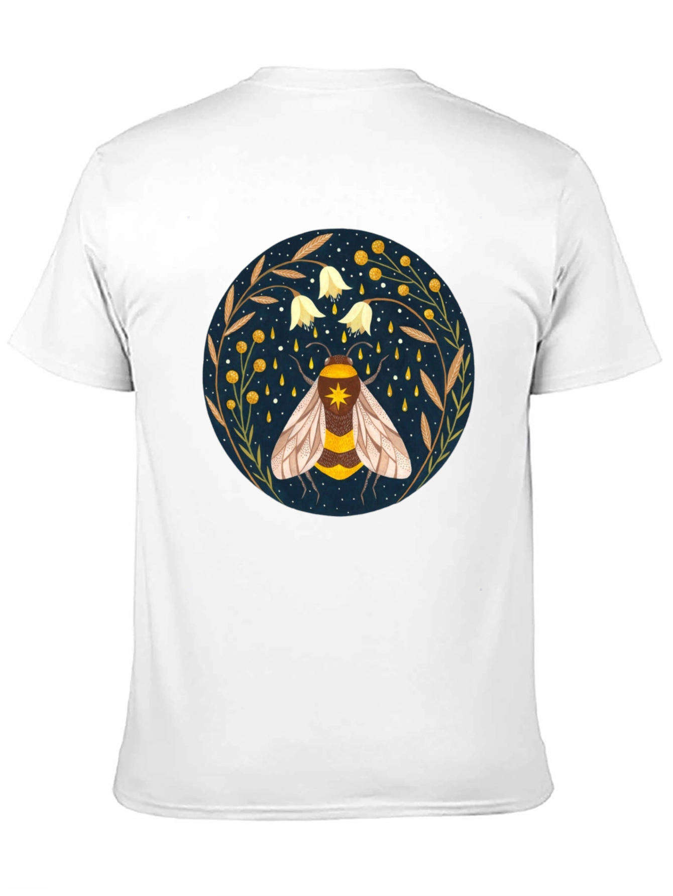 Black Enchanted Bee Graphic Tee - Celestial Honeycomb Design view 11